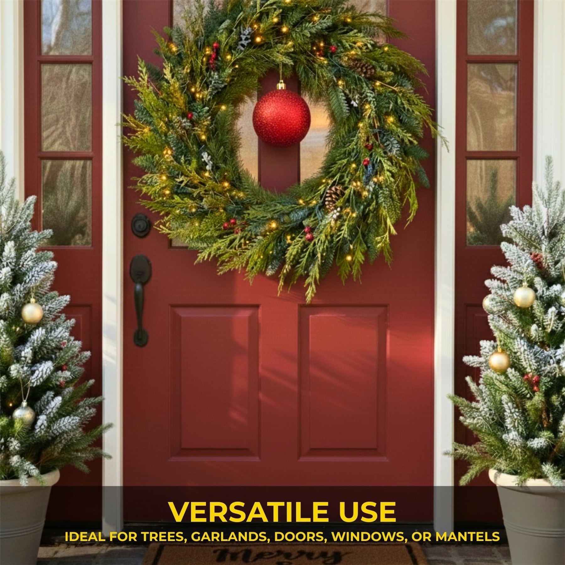 20cm Red Glitter Shatterproof Christmas Bauble – Sparkling Festive Hanging Decoration