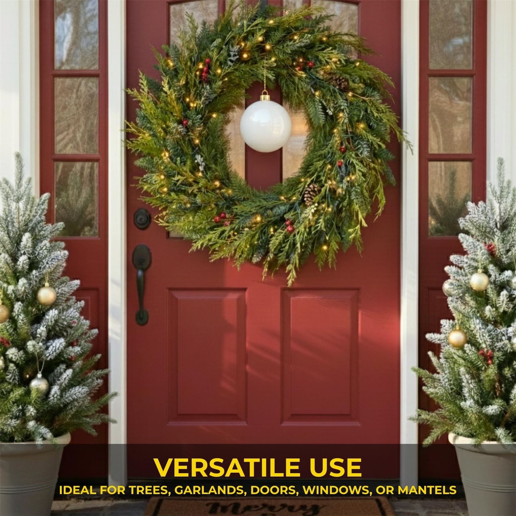 20cm White Shatterproof Christmas Bauble – Glossy Festive Hanging Decoration