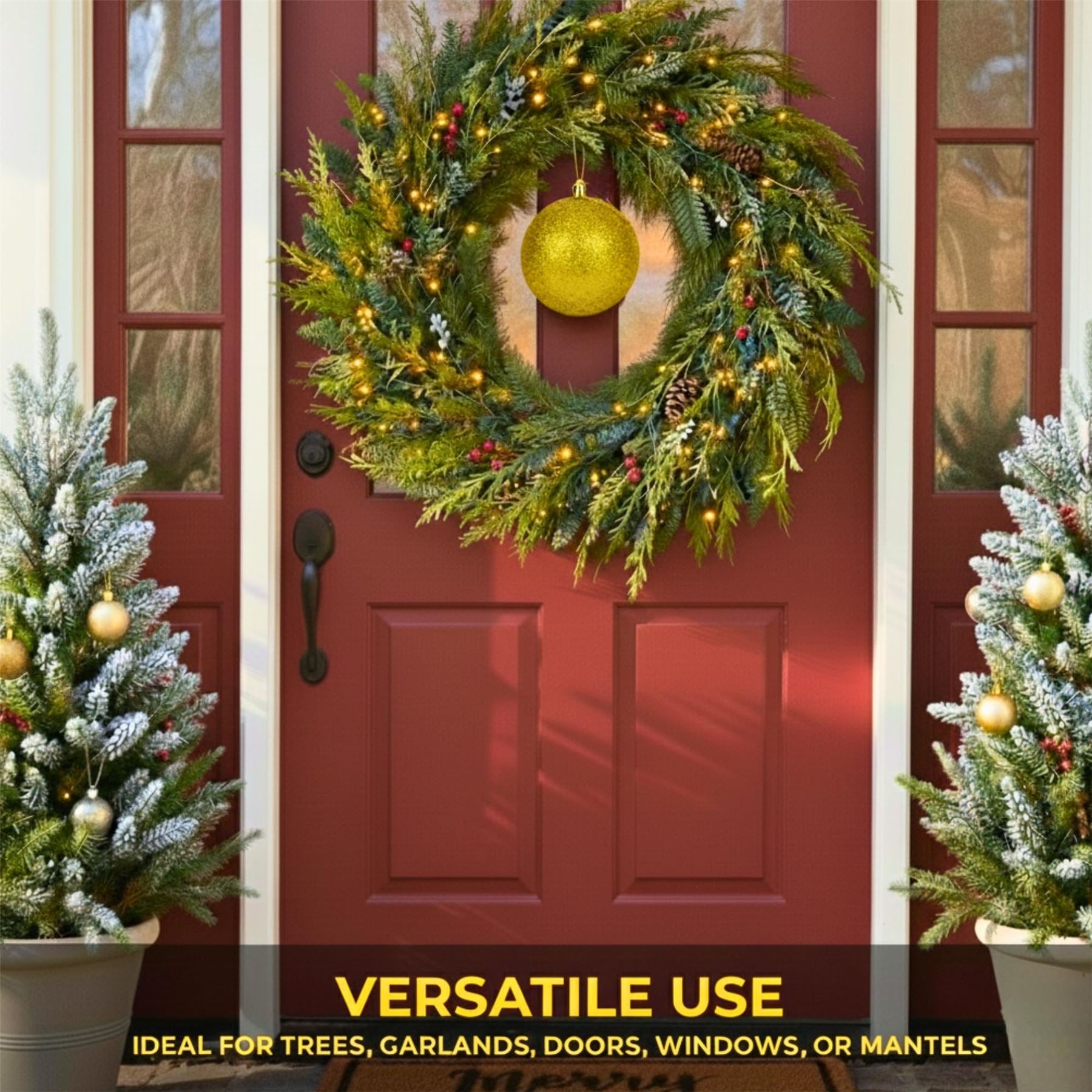 20cm Deep Gold Glitter Shatterproof Christmas Bauble – Sparkling Festive Hanging Decoration