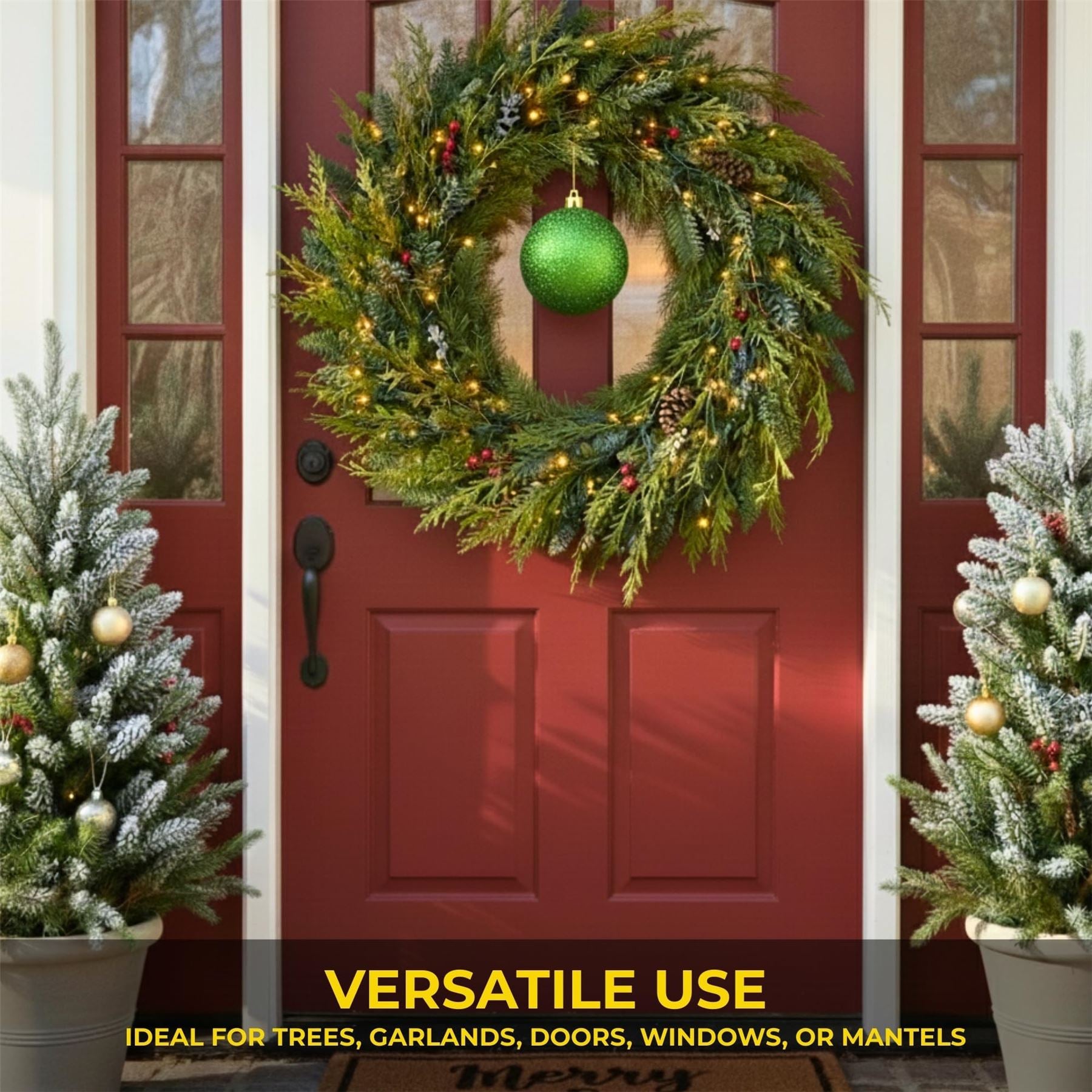 20cm Dark Green Glitter Shatterproof Christmas Bauble – Sparkling Festive Hanging Decoration