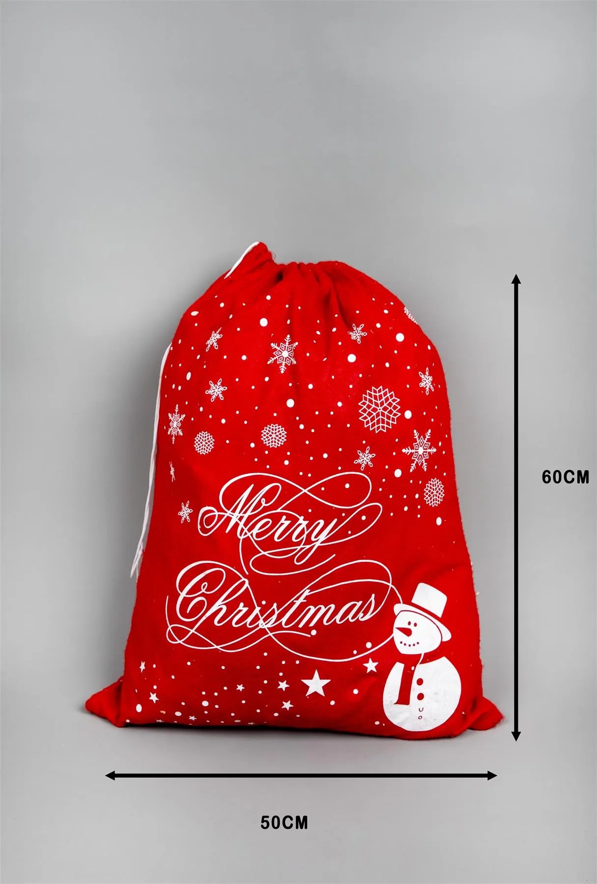 1 Christmas Santa Sack Stocking Sock Gifts Bag Xmas Accessories Snowman Snowflake