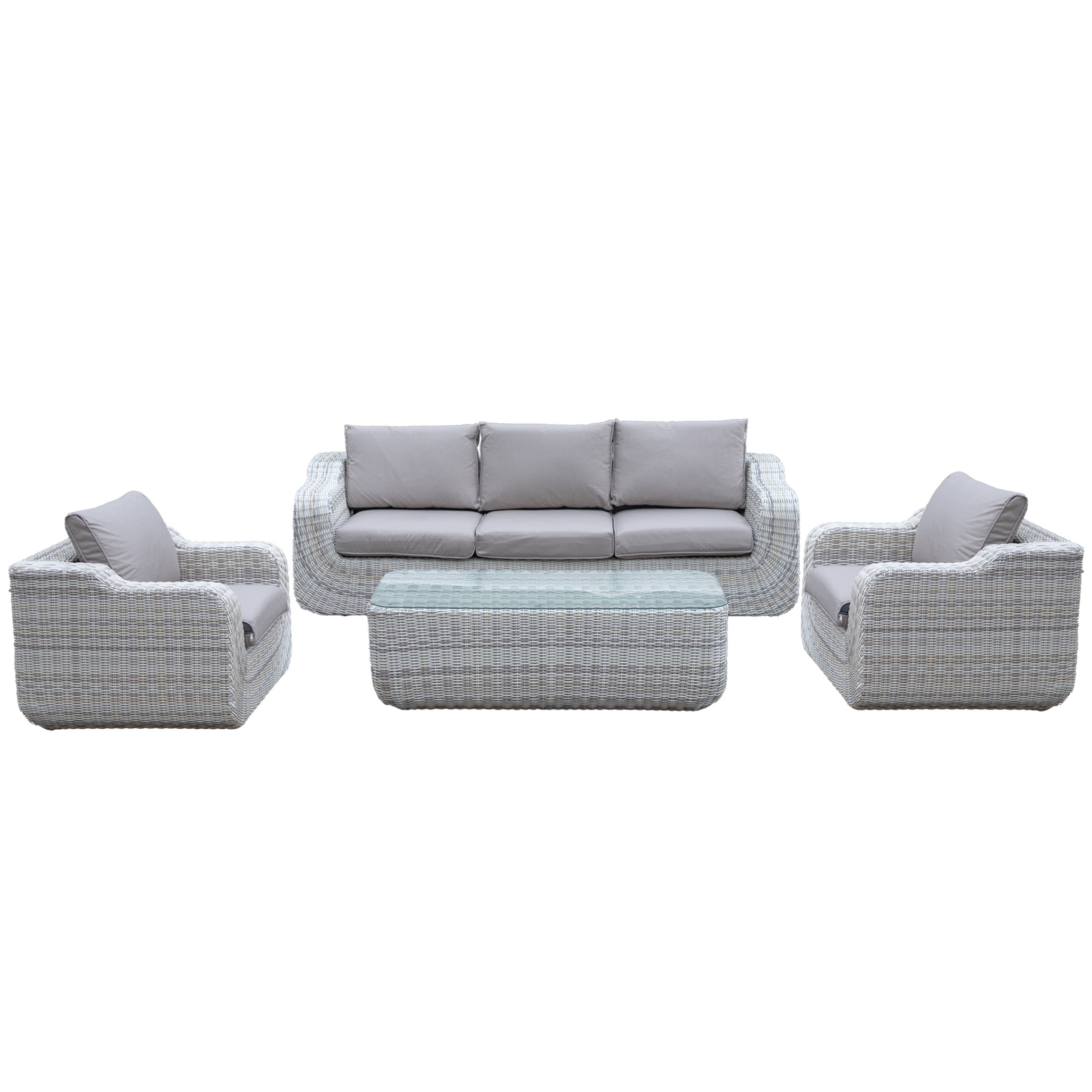 4pcs Tuscany Luxury Rattan Patio Conversation Set 5 Seater - Sofa, Table, Chairs