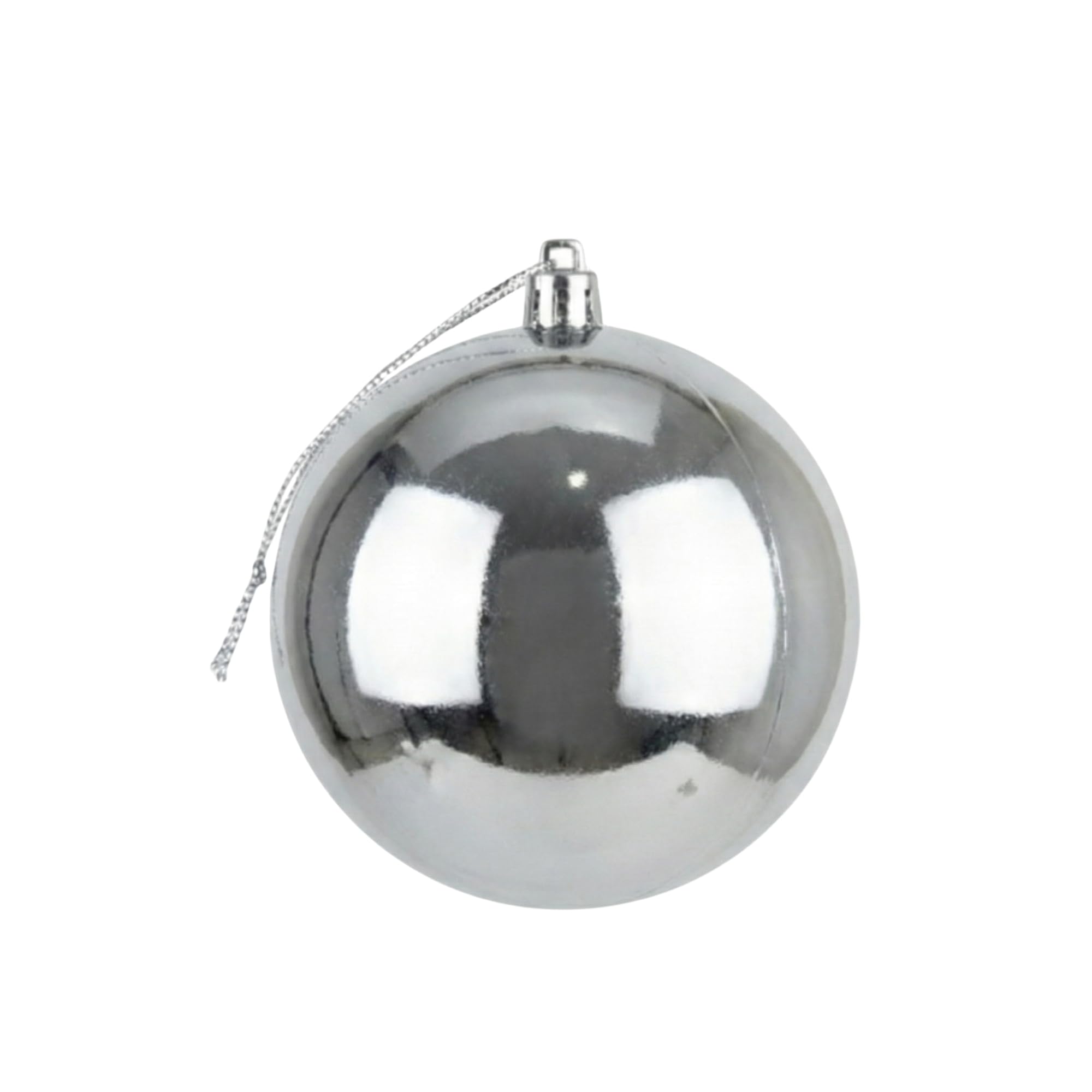 20cm Silver Shatterproof Christmas Bauble – Gloss Finish