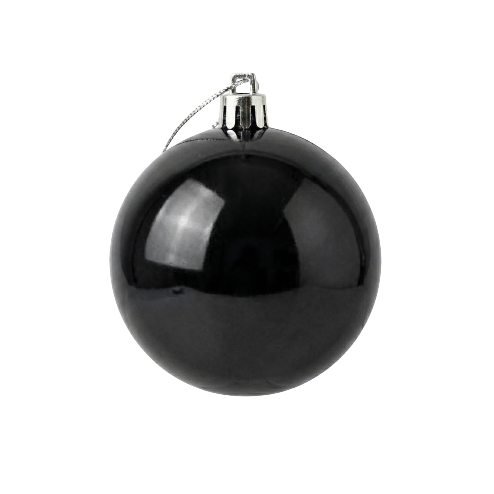 20cm Black Shatterproof Christmas Bauble – Glossy Festive Hanging Decoration