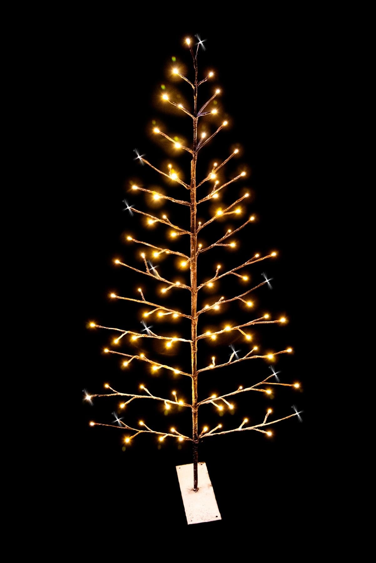Outdoor Christmas Tree Decoration Twig Pre Lit Snowy Brown LED XMAS Home 5FT