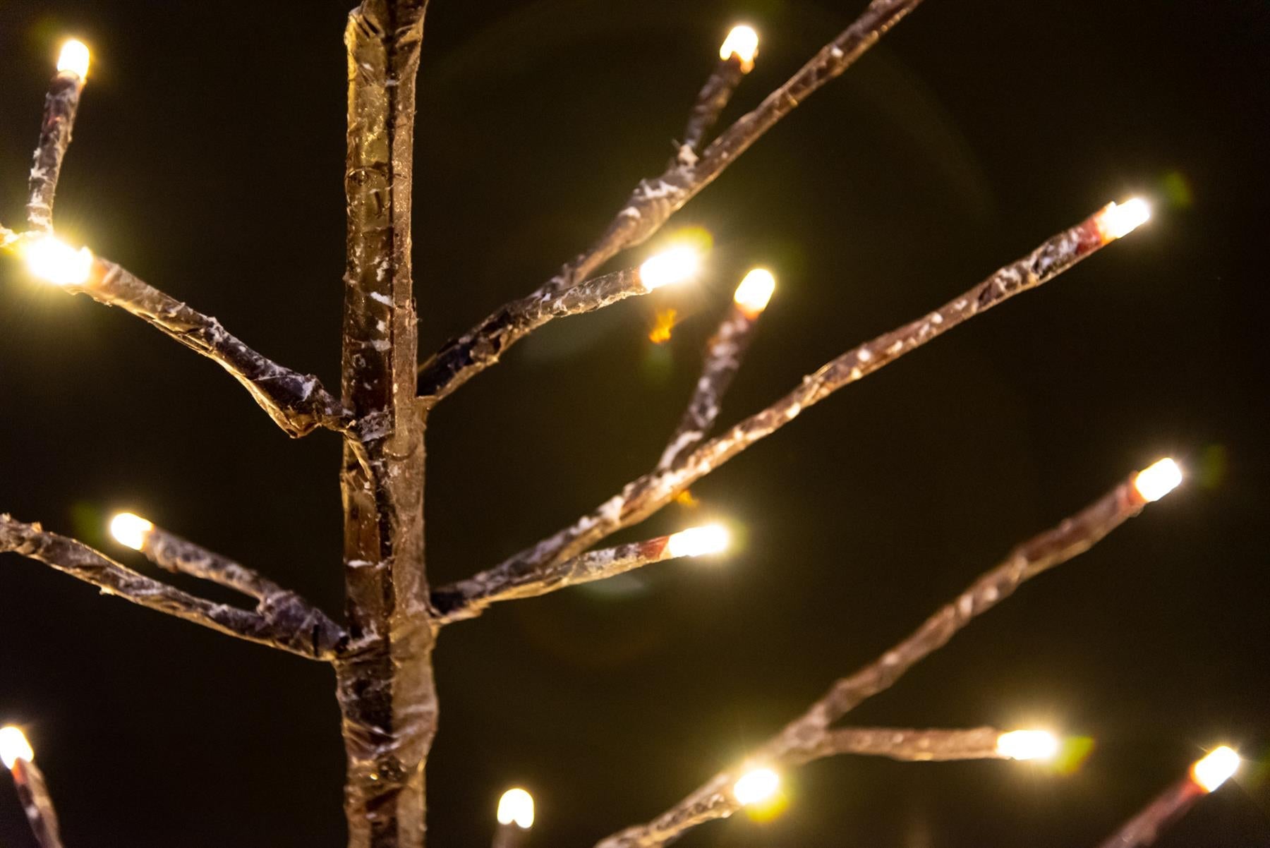 Outdoor Christmas Tree Decoration Twig Pre Lit Snowy Brown LED XMAS Home 5FT