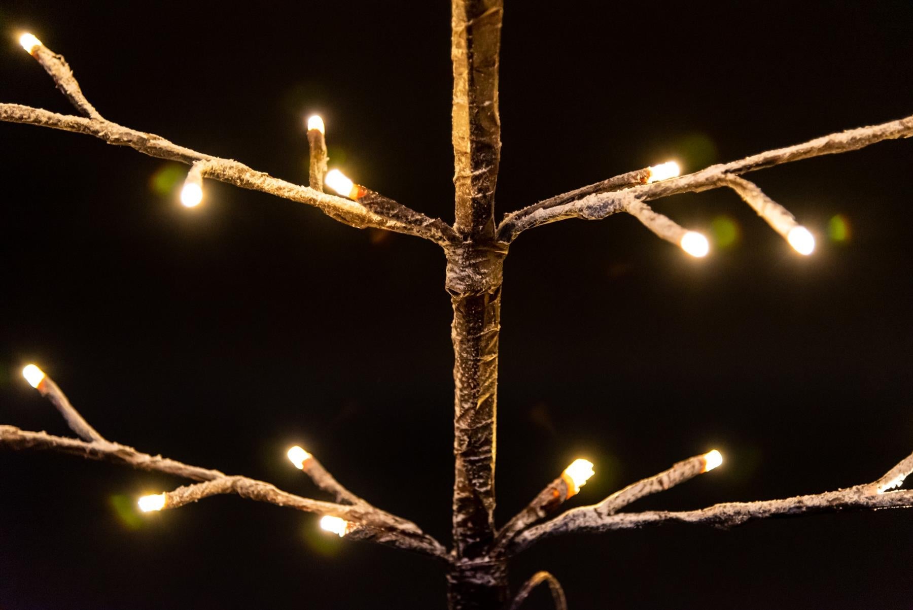 Outdoor Christmas Tree Decoration Twig Pre Lit Snowy Brown LED XMAS Home 5FT