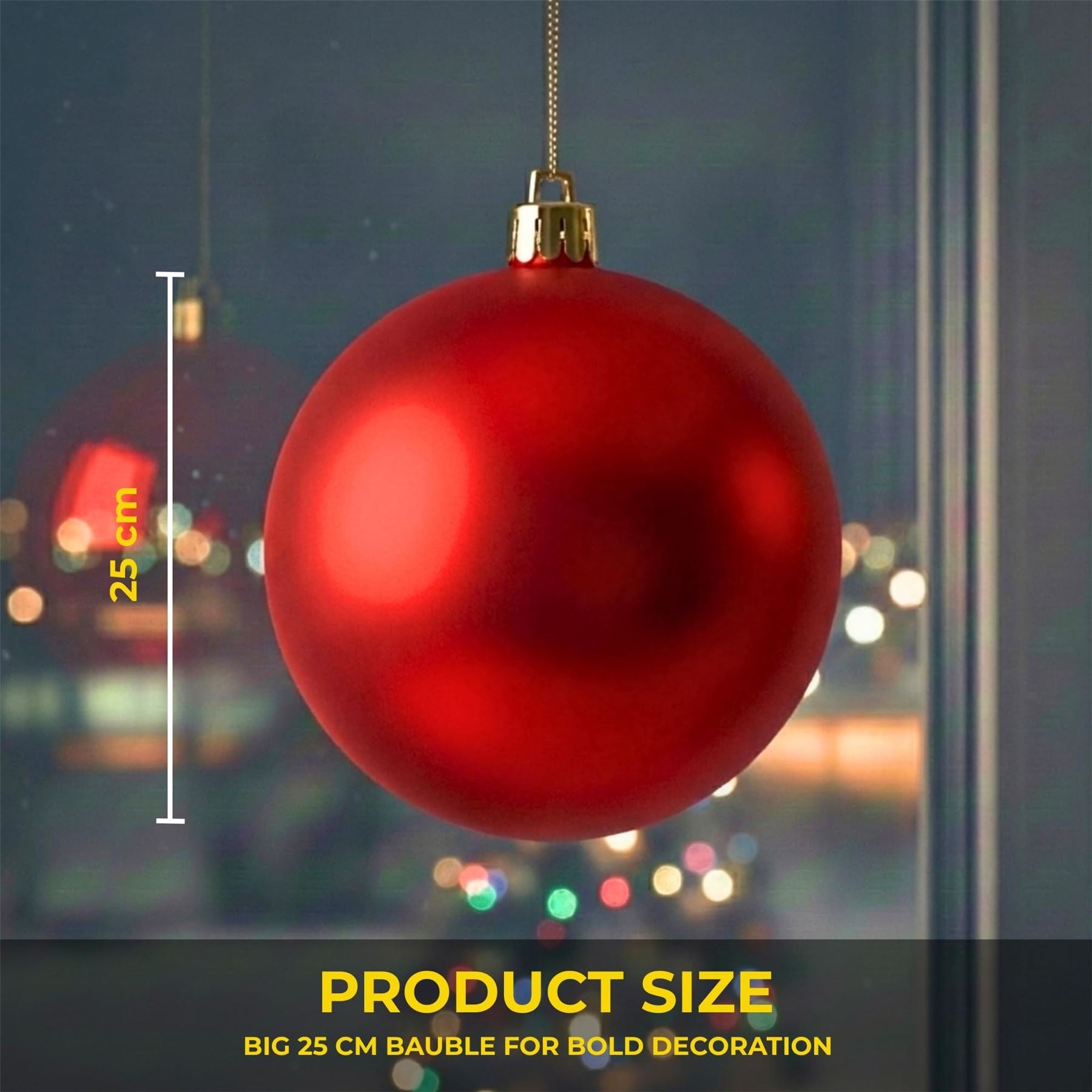 25cm Red Christmas Bauble – Matte Finish, Shatterproof