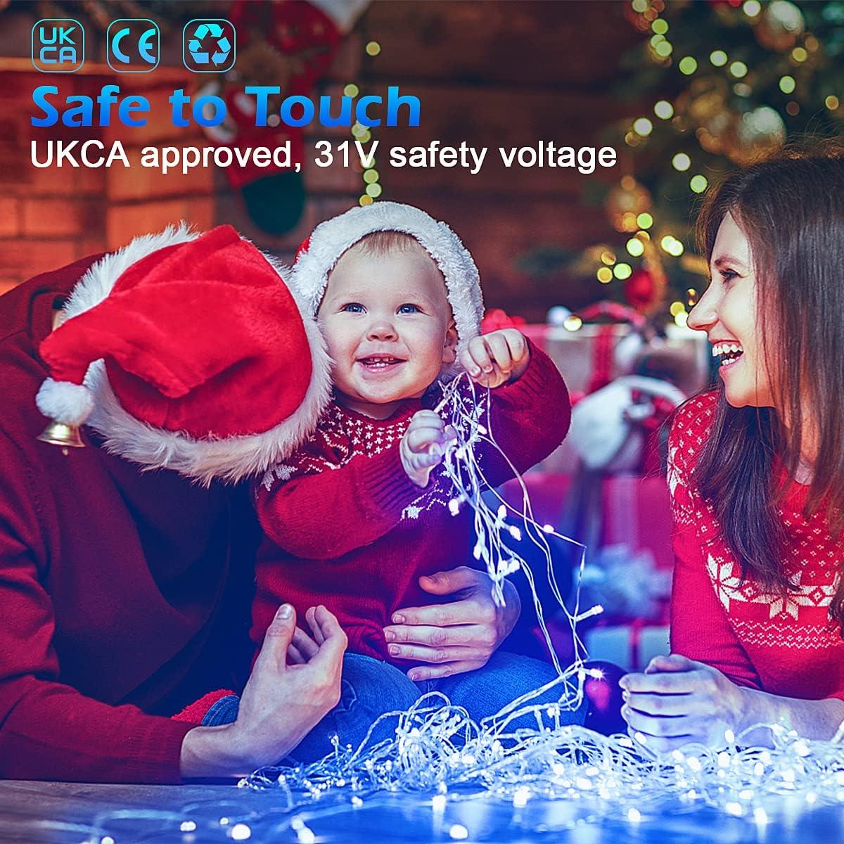 Christmas Icicle String Lights 240 White Blue LED Xmas Decoration Connectable 5m