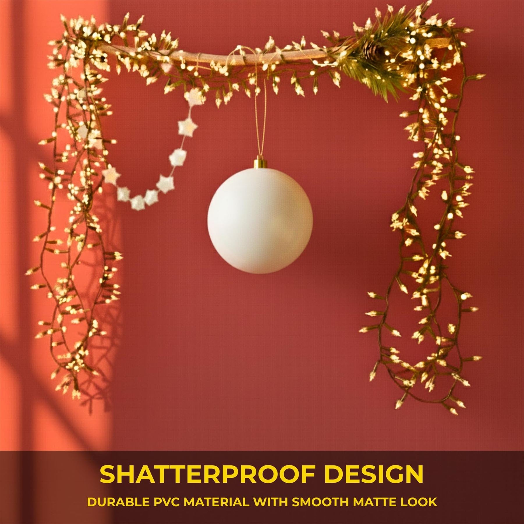 20cm White Matte Shatterproof Christmas Bauble – Elegant Festive Hanging Decoration