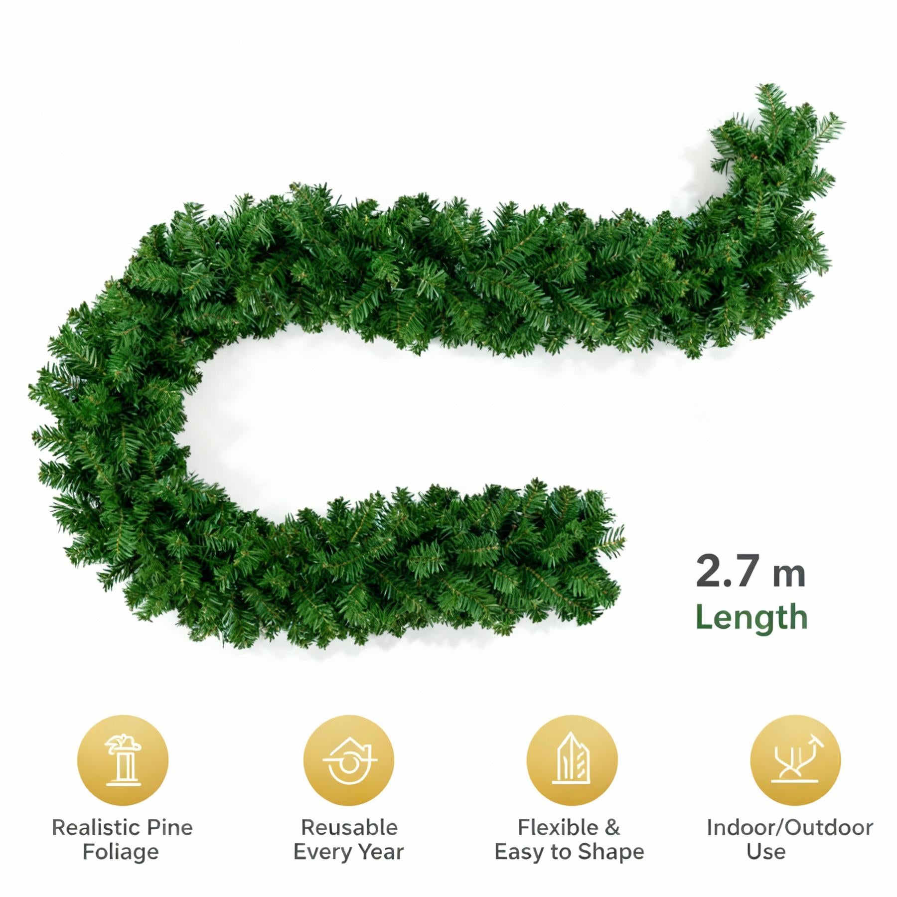 2pcs - 2.7m Alaskan Green Garland