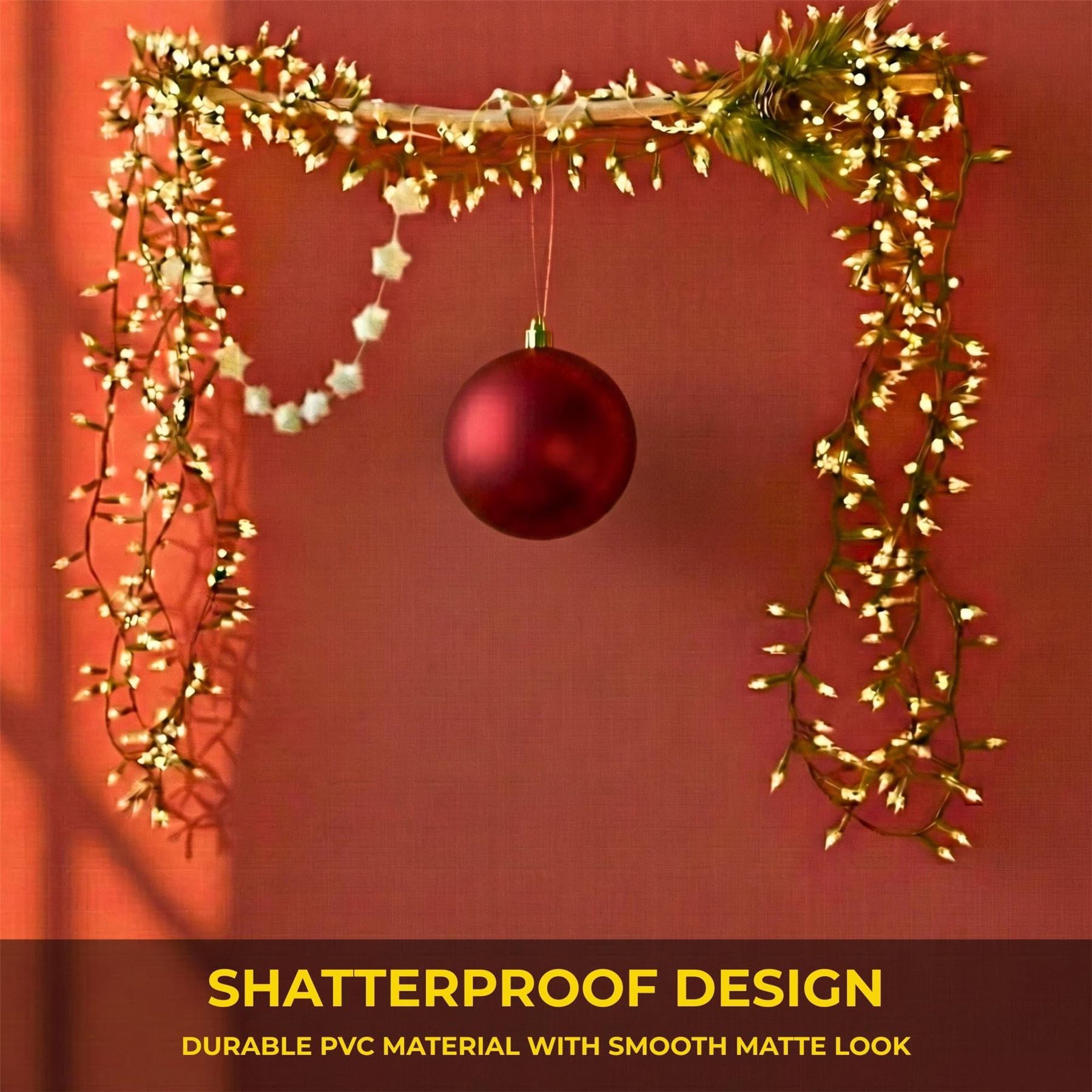 20cm Dark Red Matte Shatterproof Christmas Bauble – Elegant Festive Hanging Decoration