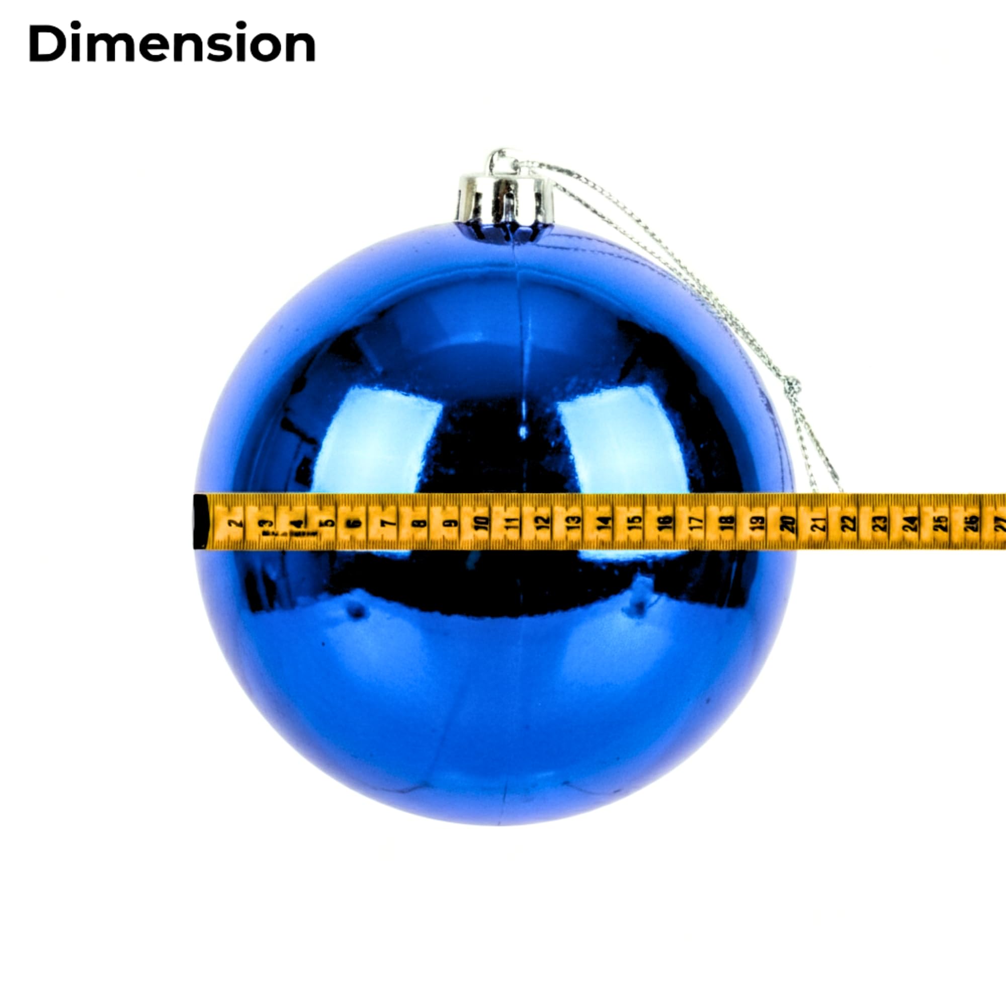 20cm Dark Blue Shatterproof Christmas Bauble – Glossy Festive Hanging Decoration