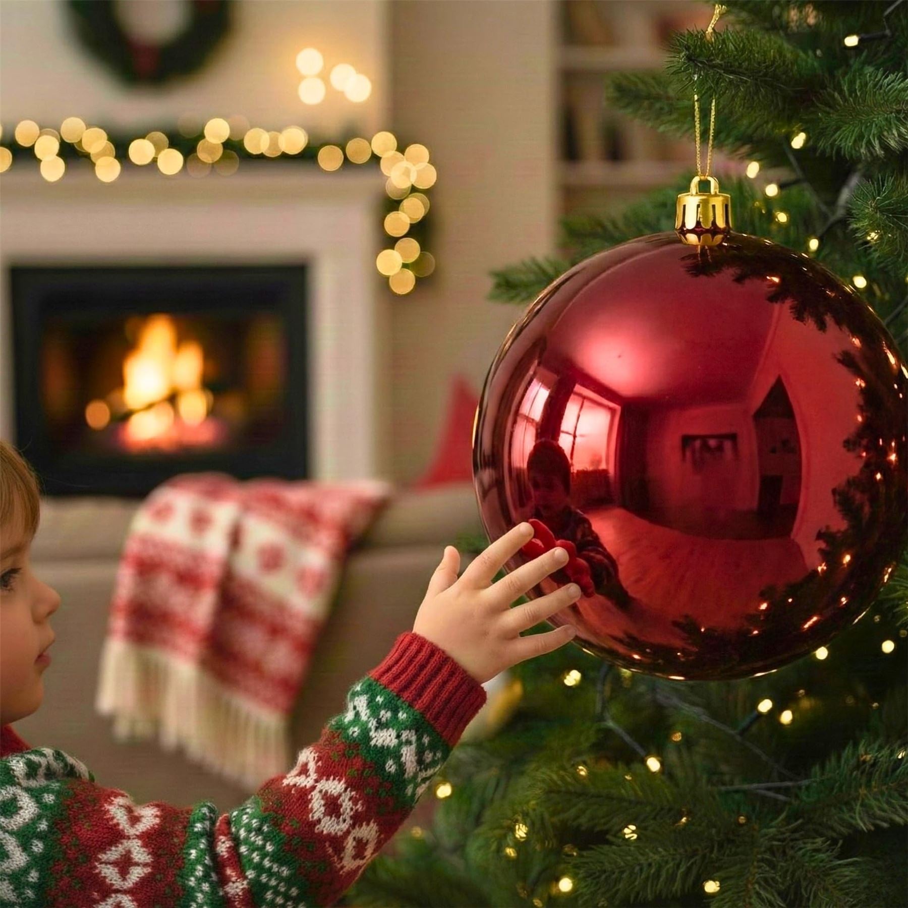 25cm Dark Red Christmas Bauble – Shatterproof, Gloss Finish