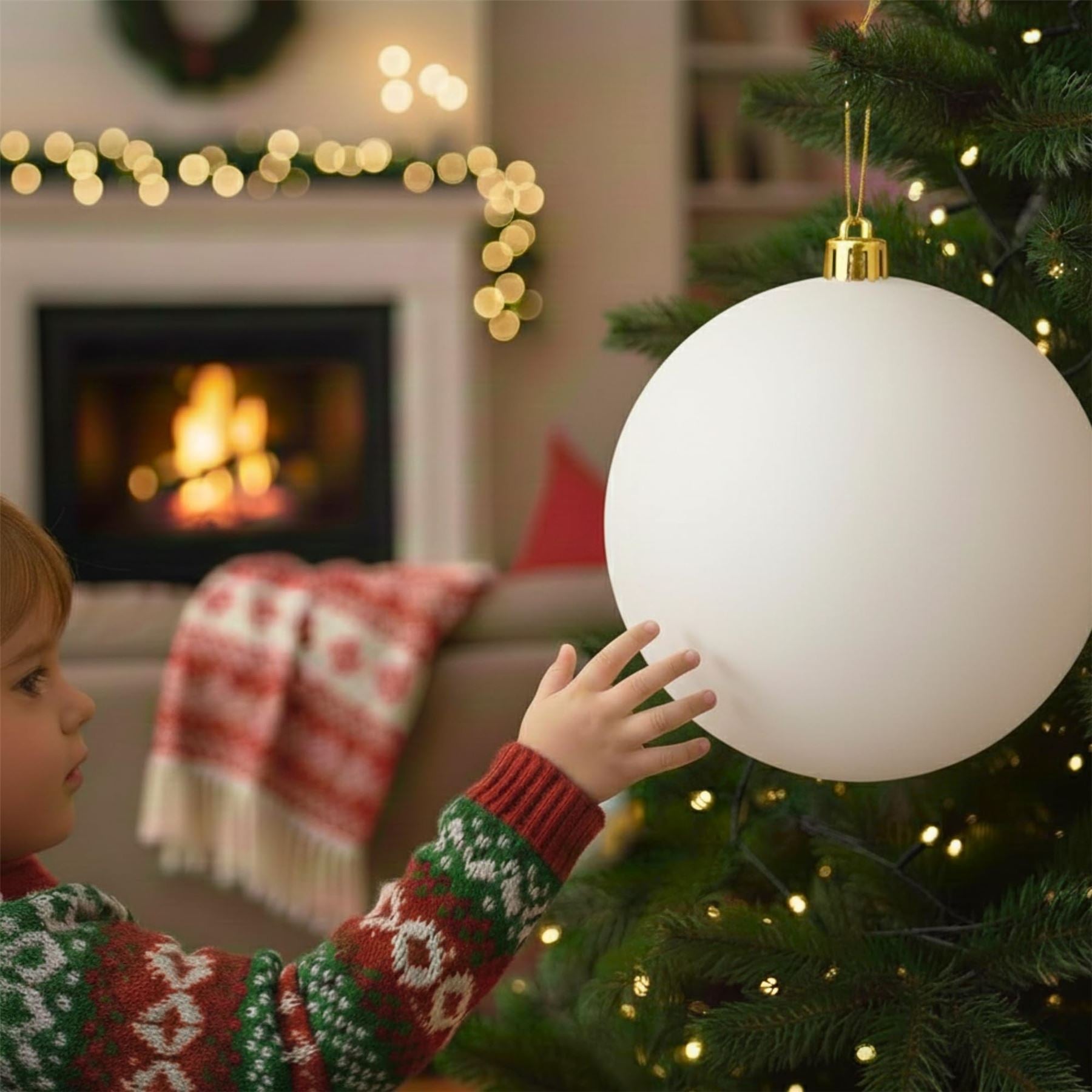 20cm White Matte Shatterproof Christmas Bauble – Elegant Festive Hanging Decoration