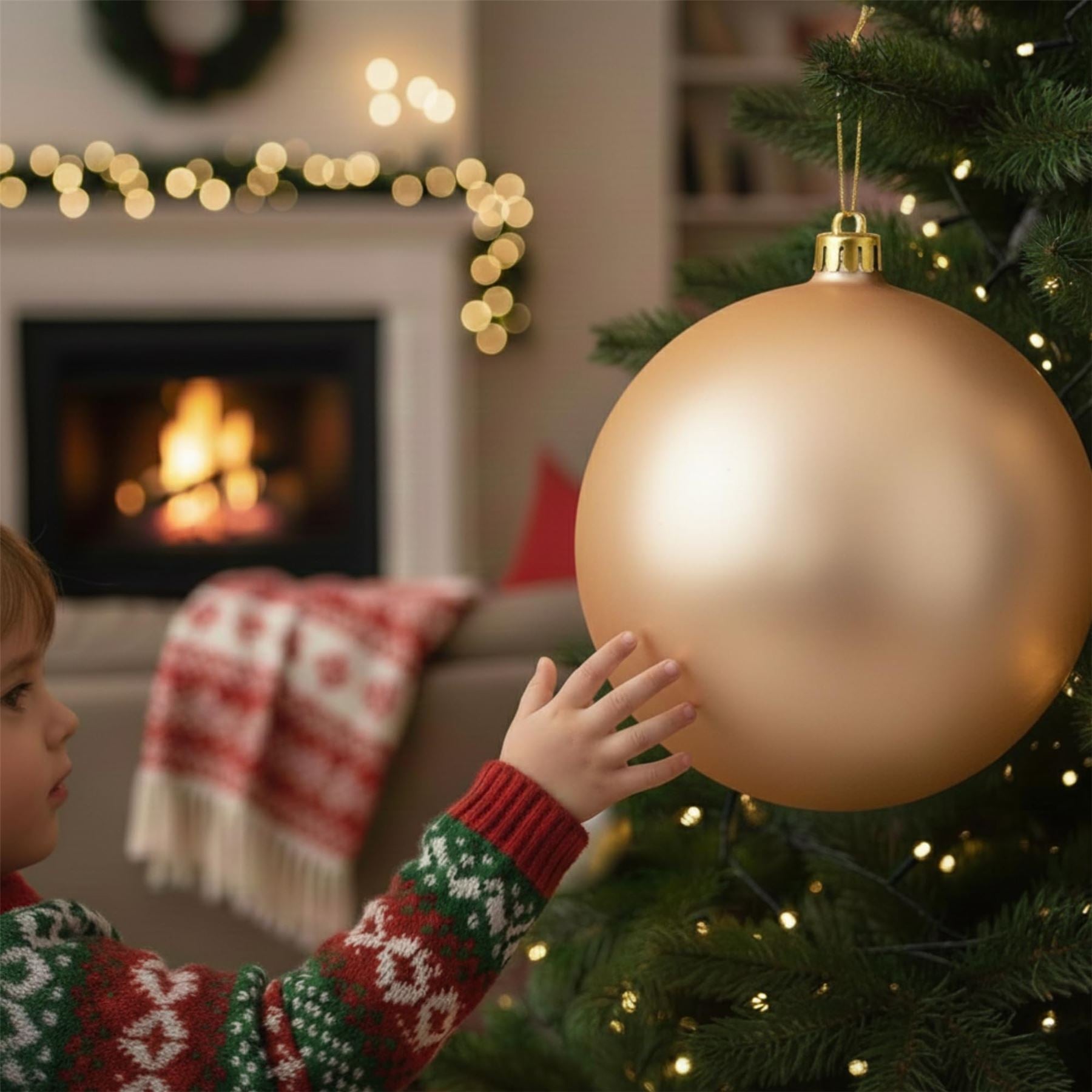 25cm Champagne Christmas Bauble – Matte Finish, Shatterproof