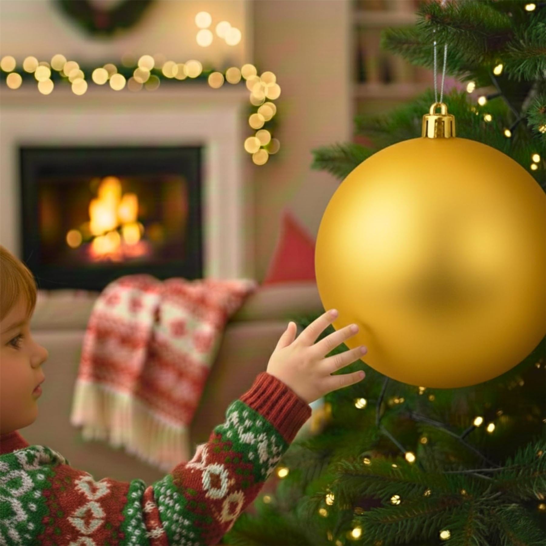 20cm Deep Gold Matte Shatterproof Christmas Bauble – Elegant Festive Hanging Decoration