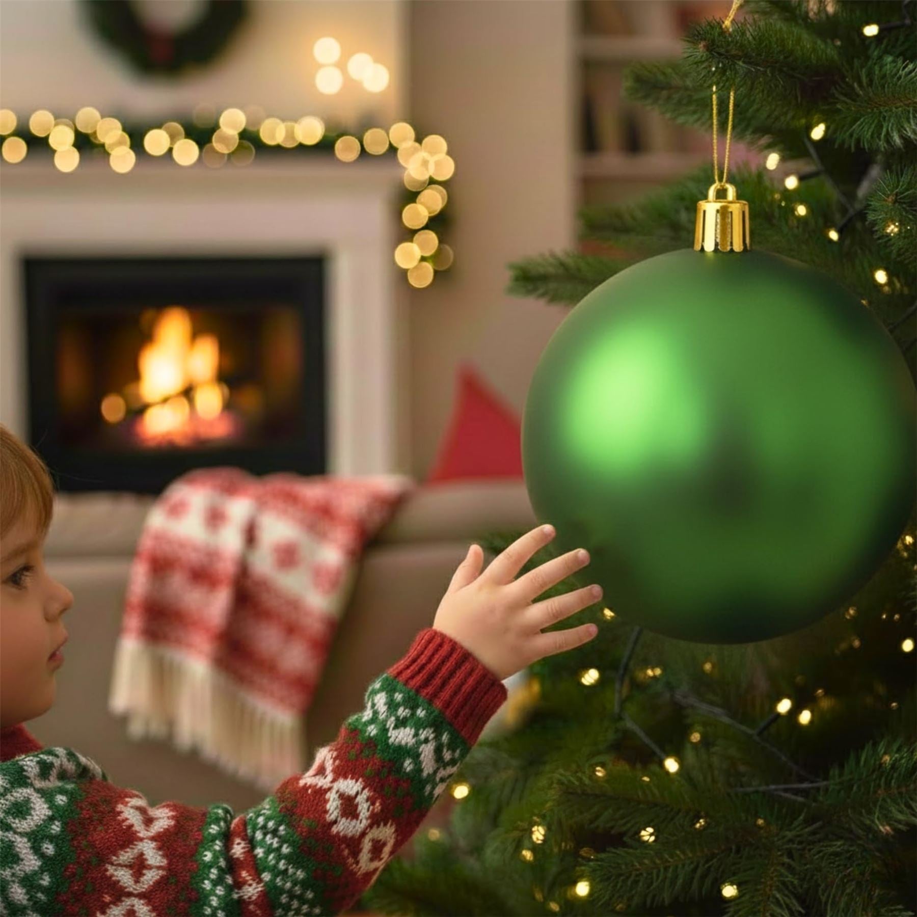 20cm Dark Green Matte Shatterproof Christmas Bauble – Elegant Festive Hanging Decoration