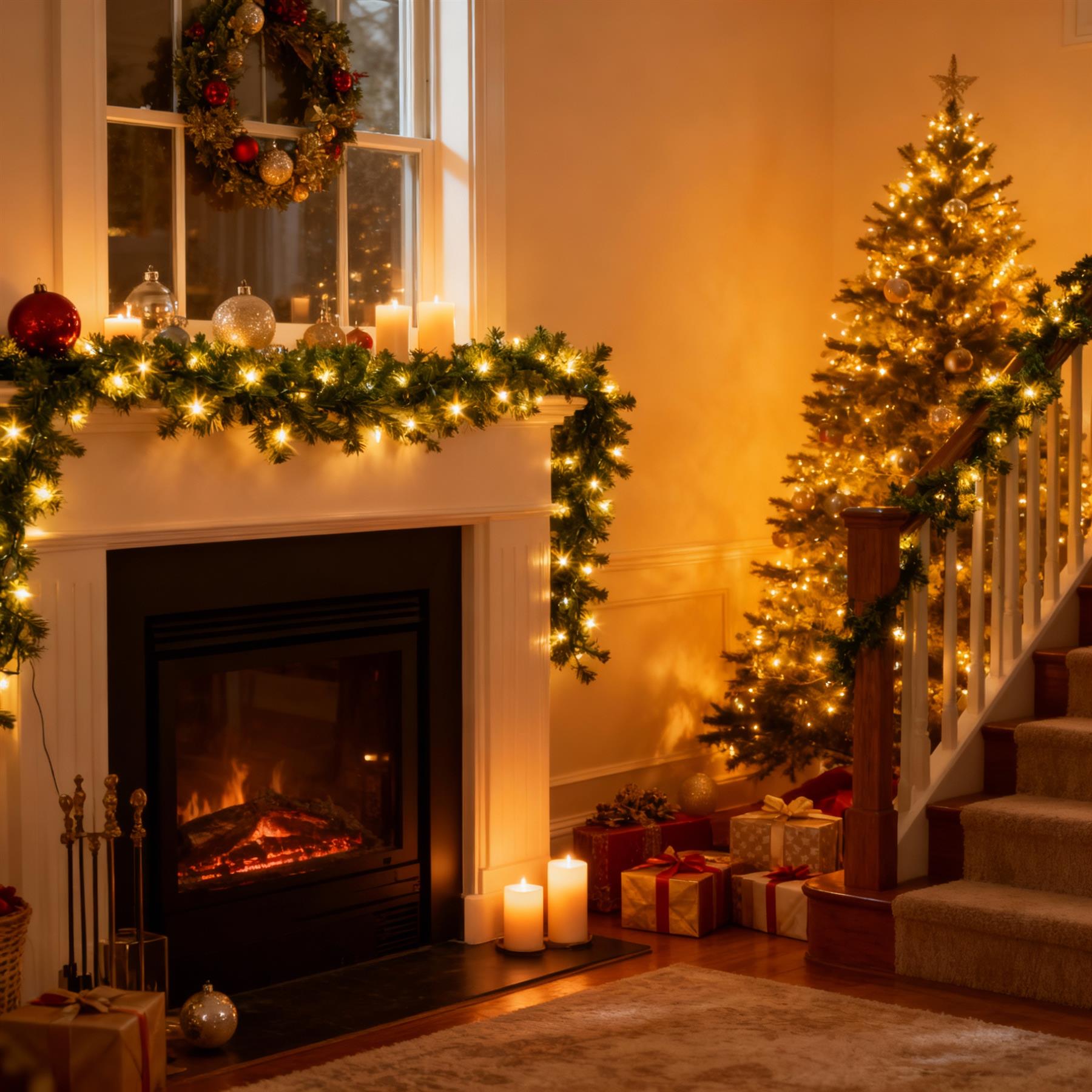 2.7m Alaskan Prelit Green Garland 70LEDs Battery Operated