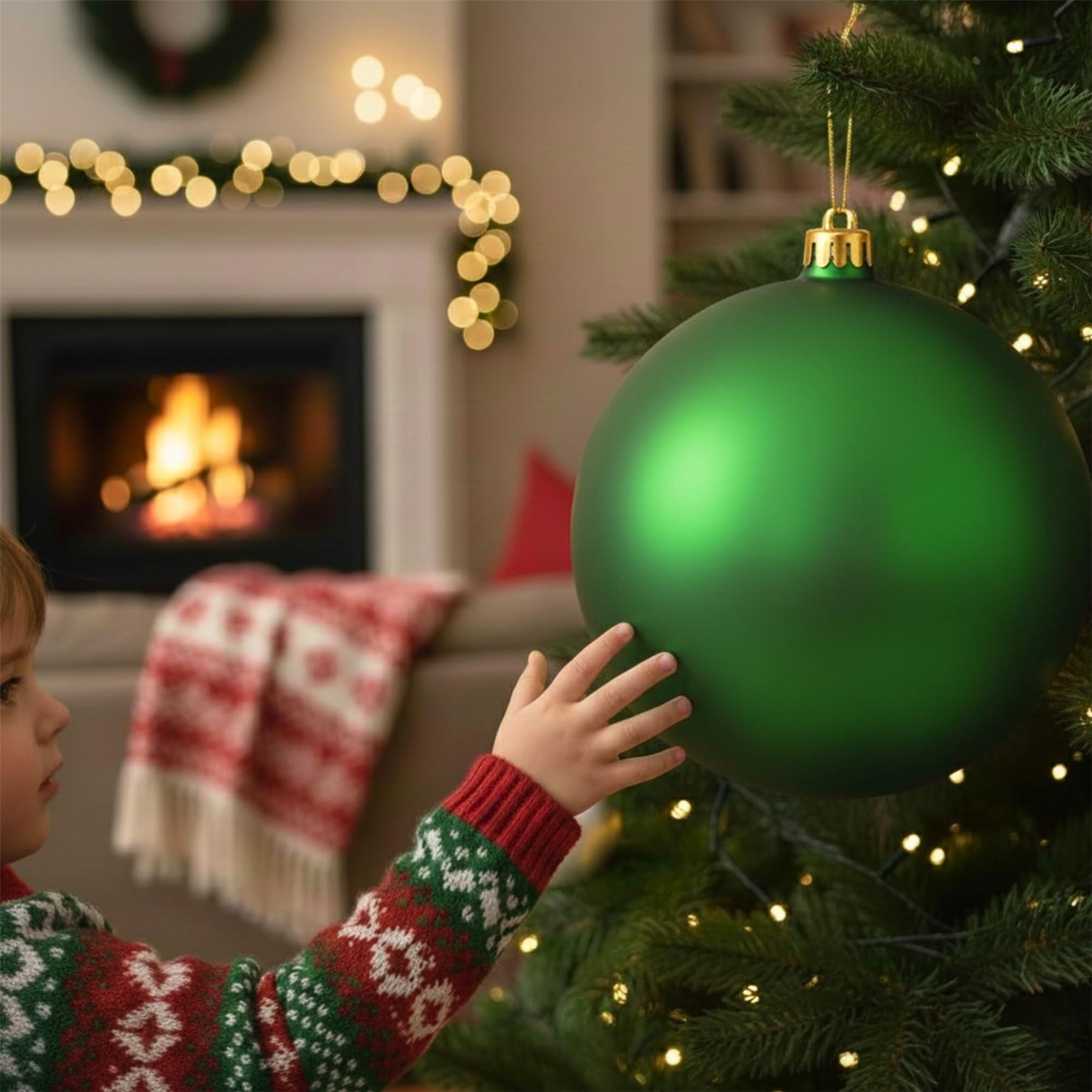 25cm Dark Green Christmas Bauble – Matte Finish, Shatterproof