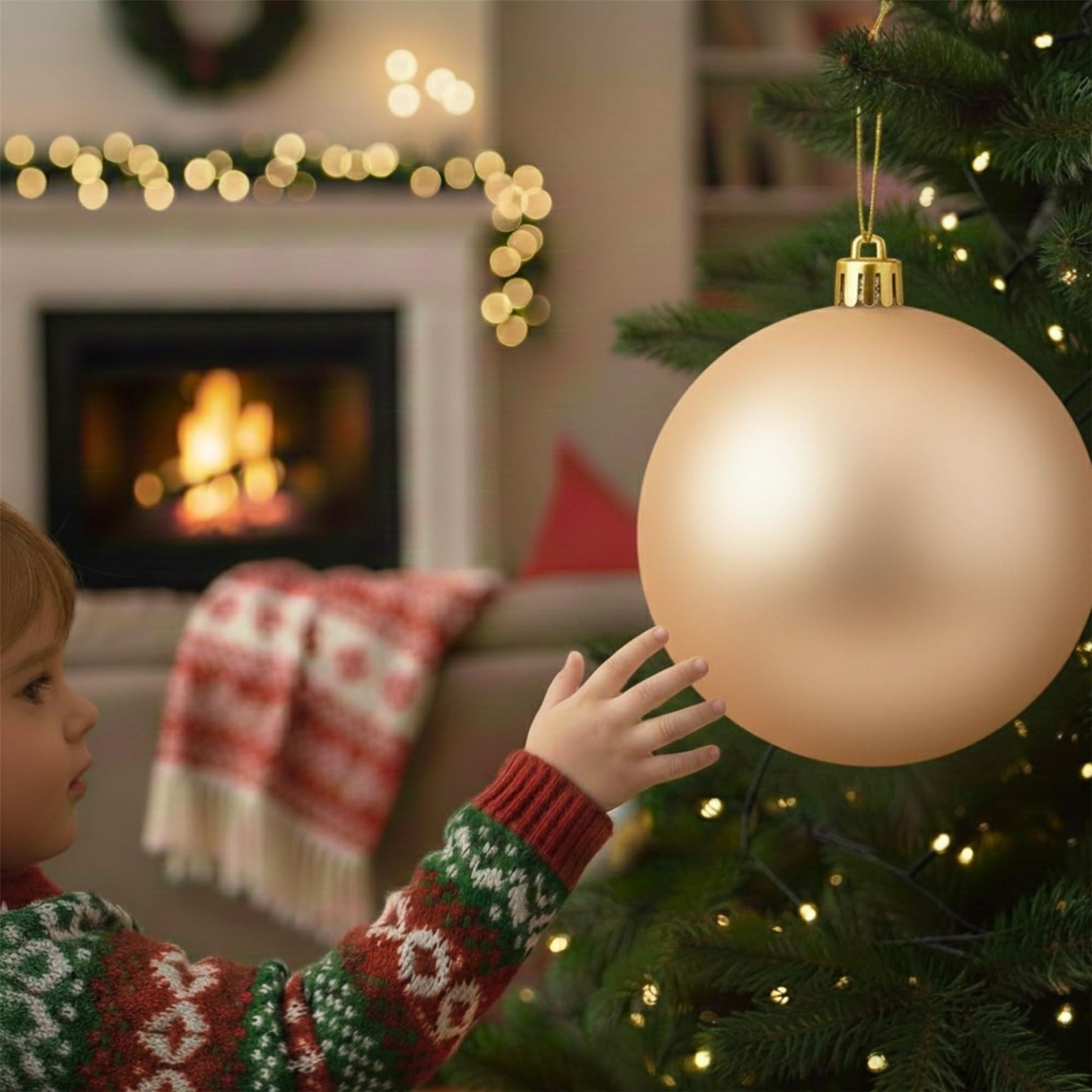 20cm Champagne Matte Shatterproof Christmas Bauble – Elegant Festive Hanging Decoration