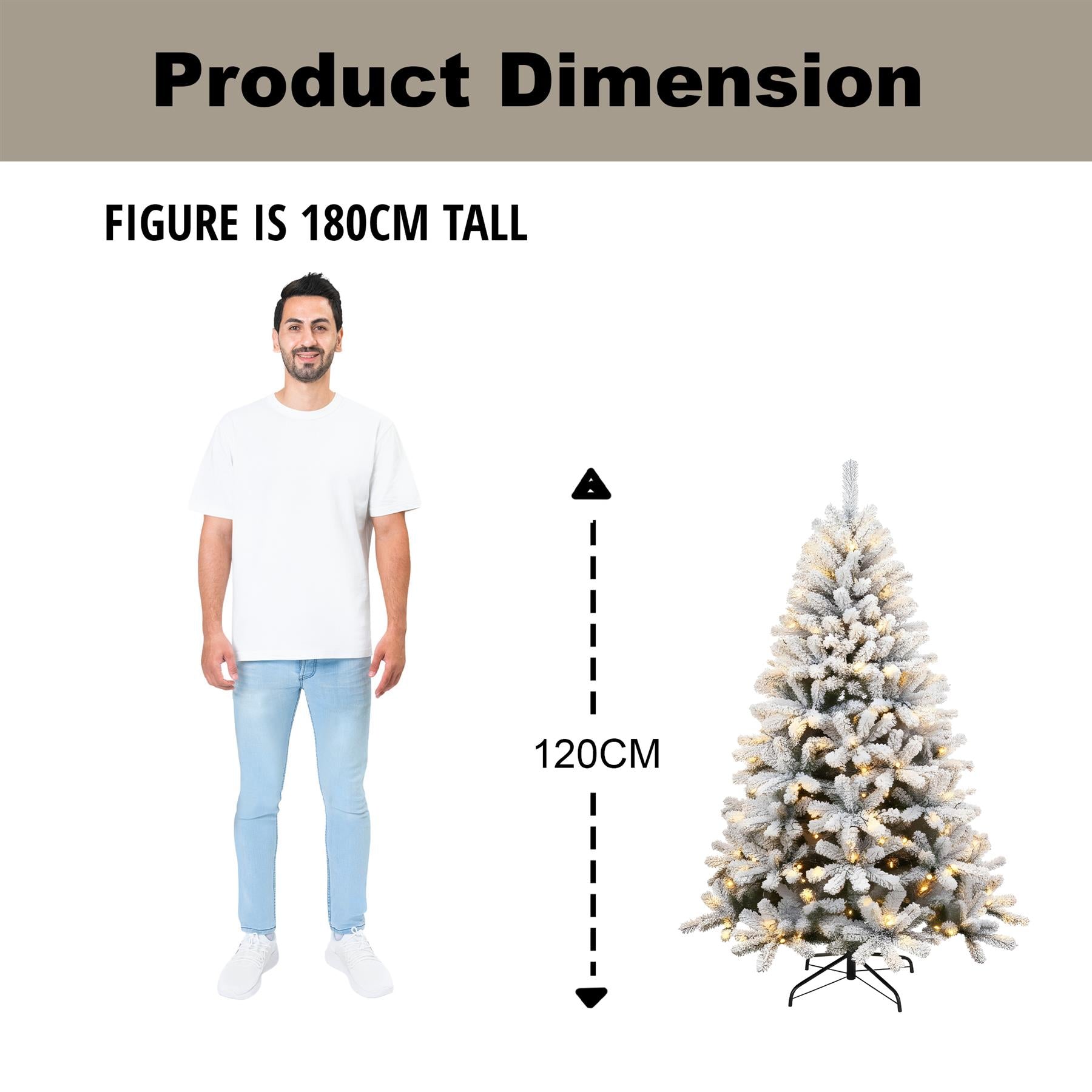 4FT Prelit Christmas Tree Green Artificial Snowy Yukon Pine LED Light Xmas Decor