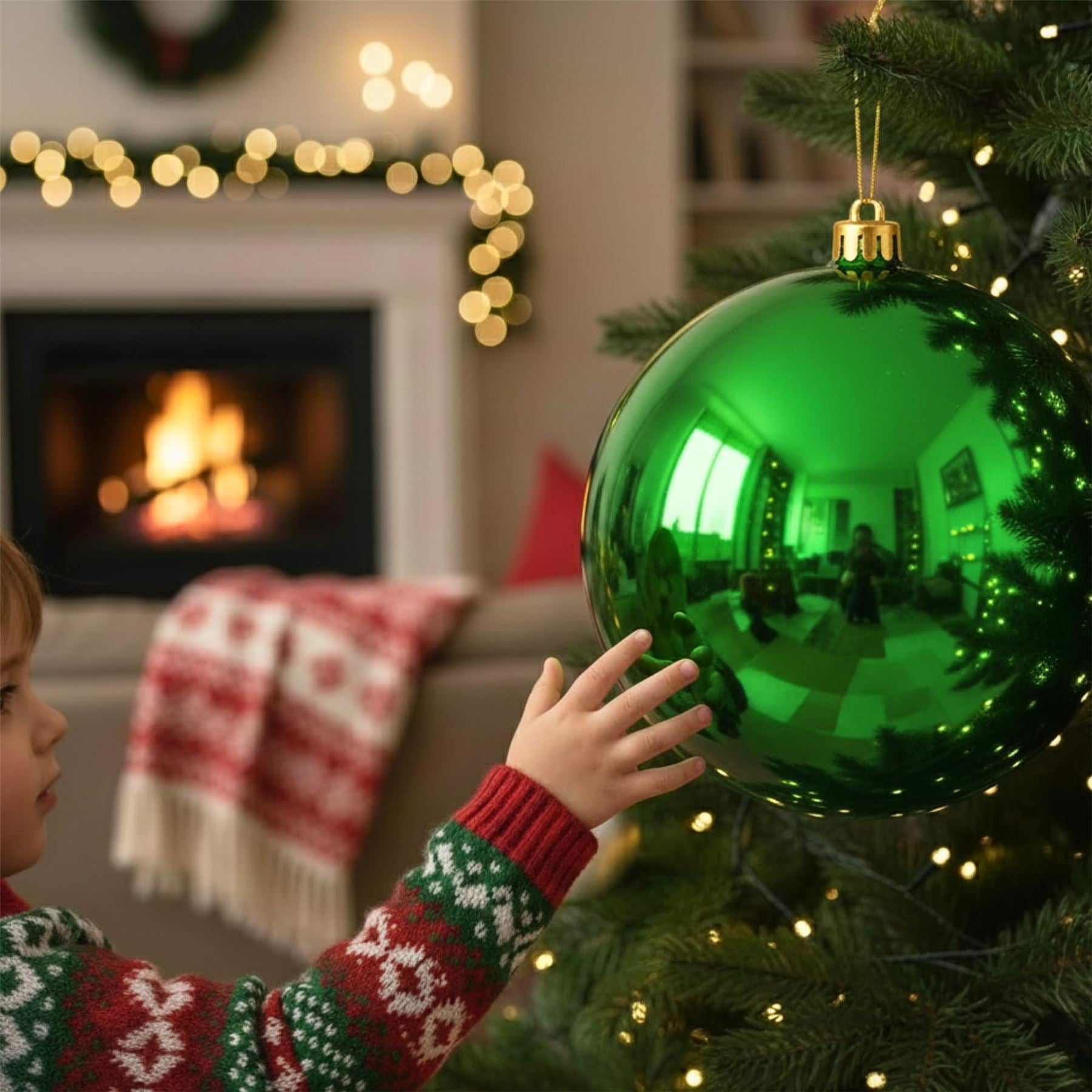 25cm Dark Green Christmas Bauble – Shatterproof, Gloss Finish