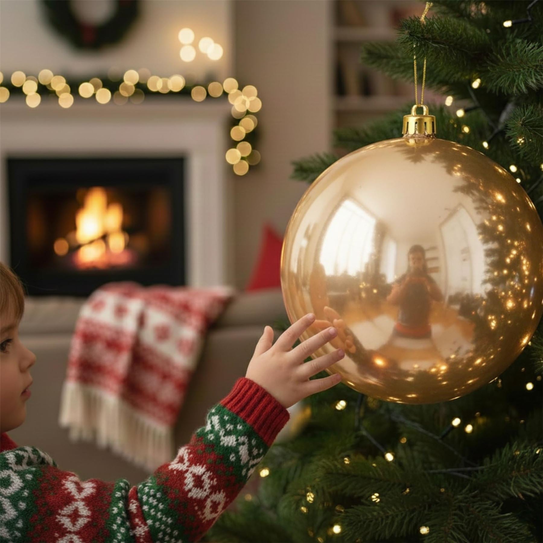 25cm Champagne Christmas Bauble – Shatterproof, Gloss Finish