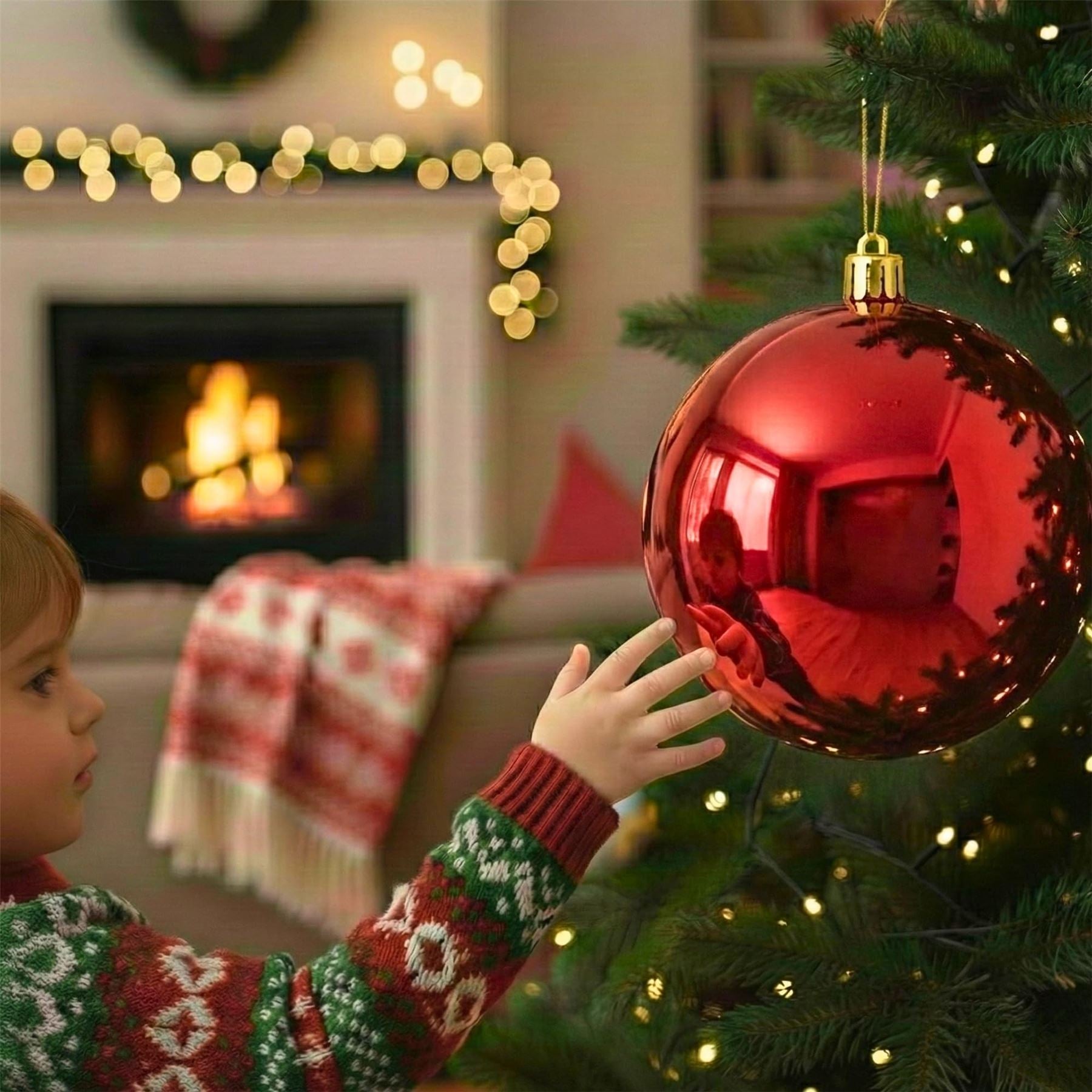 20cm Red Shatterproof Christmas Bauble – Glossy Festive Hanging Decoration