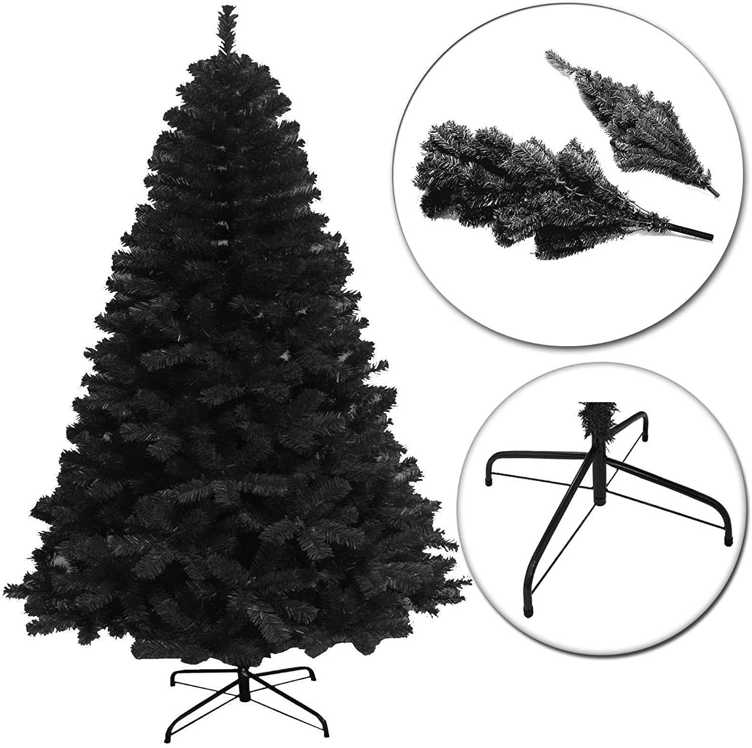 6FT Christmas Tree Black Xmas Halloween Bushy Pine Outdoor Xmas Home Decoration