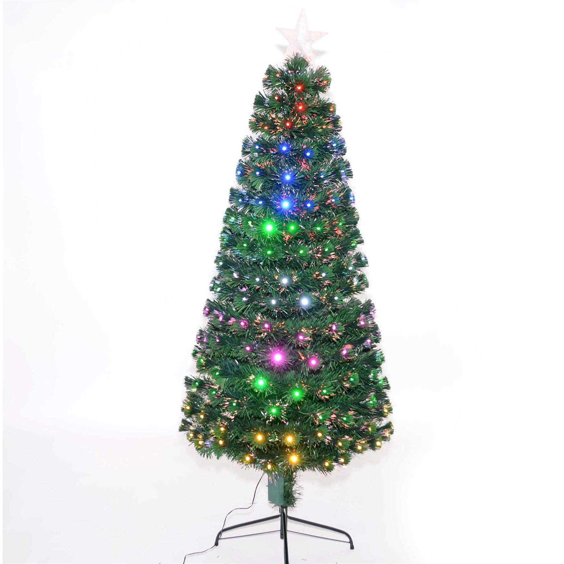 6FT Pre-Lit Christmas Tree Green Fiber Optic LED Light Xmas Home Holiday Decor