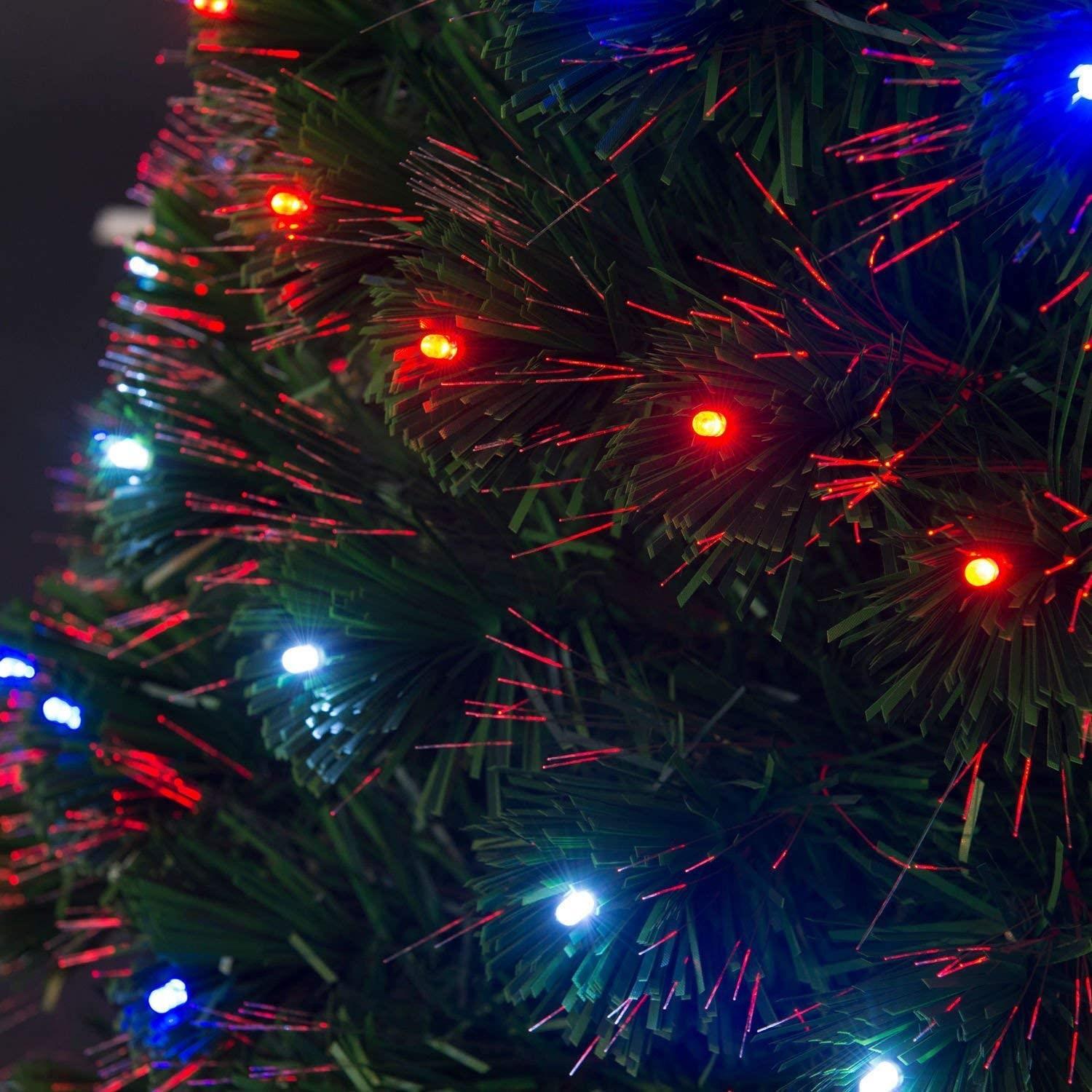 6FT Pre-Lit Christmas Tree Green Fiber Optic LED Light Xmas Home Holiday Decor