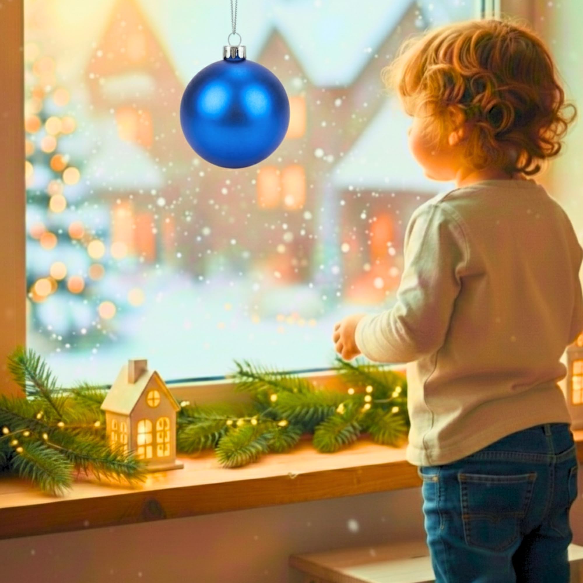 20cm Dark Blue Matte Shatterproof Christmas Bauble – Elegant Festive Hanging Decoration