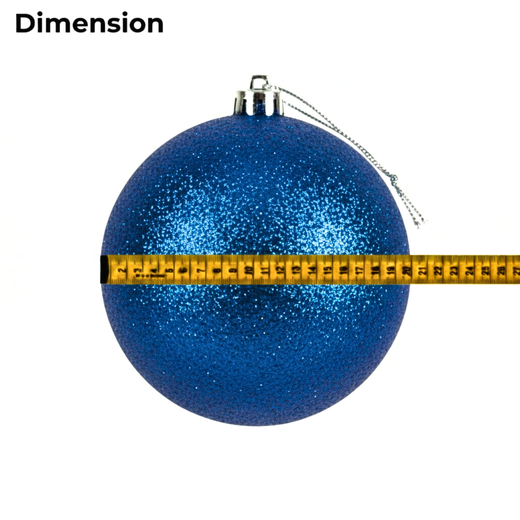 20cm Dark Blue Glitter Shatterproof Christmas Bauble – Sparkling Festive Hanging Decoration