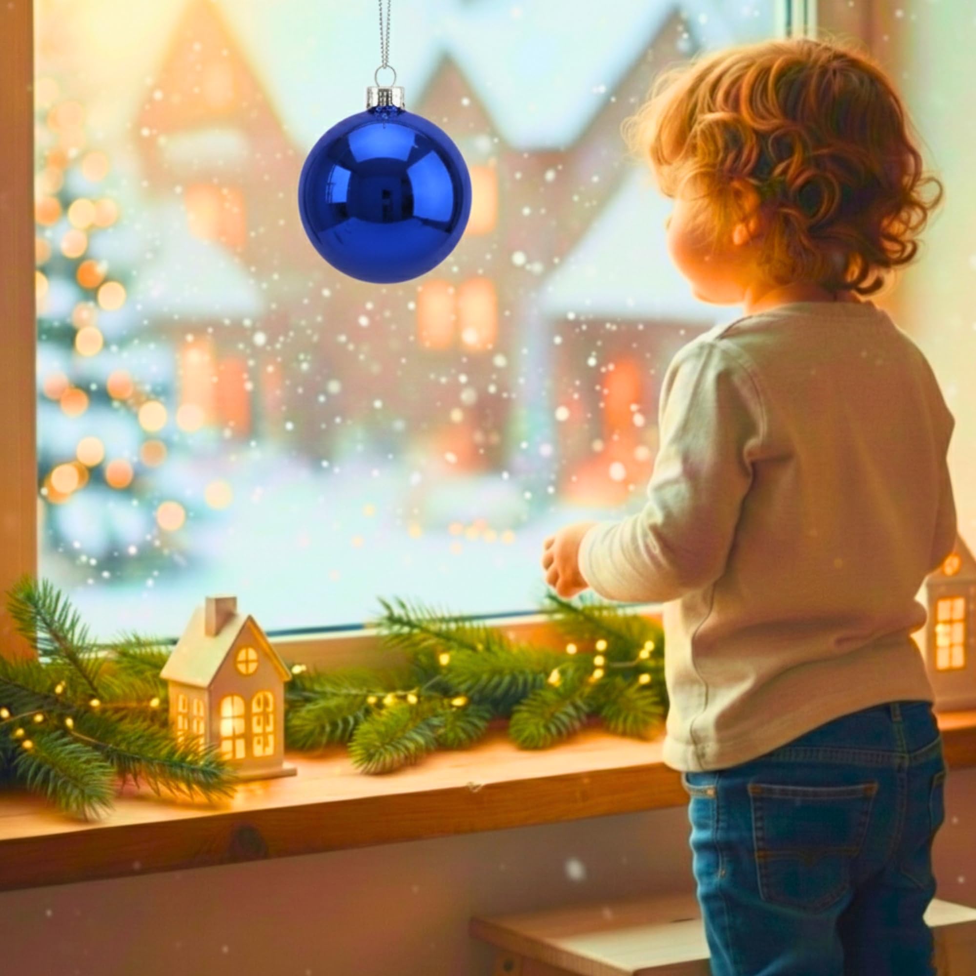 20cm Dark Blue Shatterproof Christmas Bauble – Glossy Festive Hanging Decoration