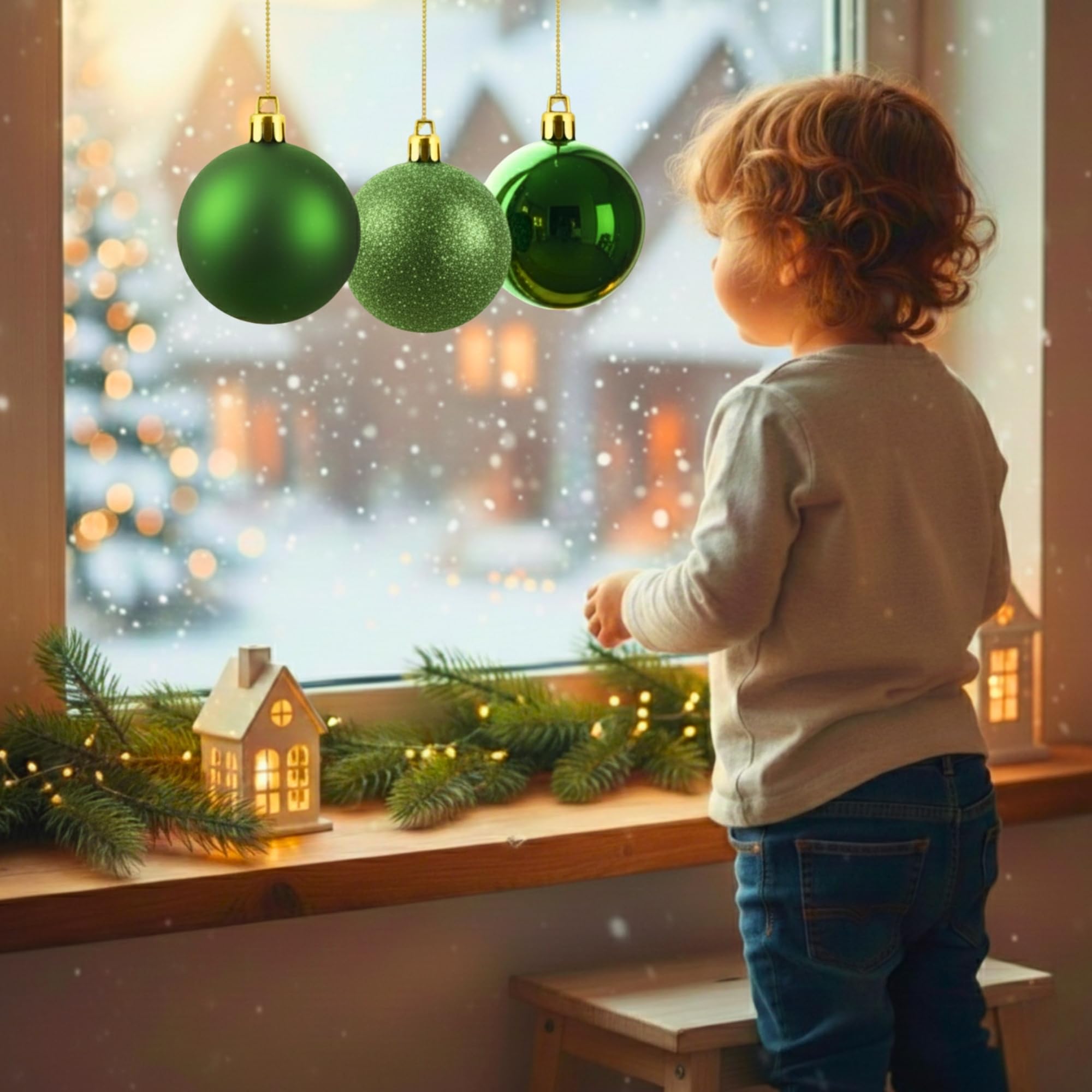 20cm Dark Green Christmas Baubles – Assorted 3-Pack (Matt & Glitter, Shatterproof)