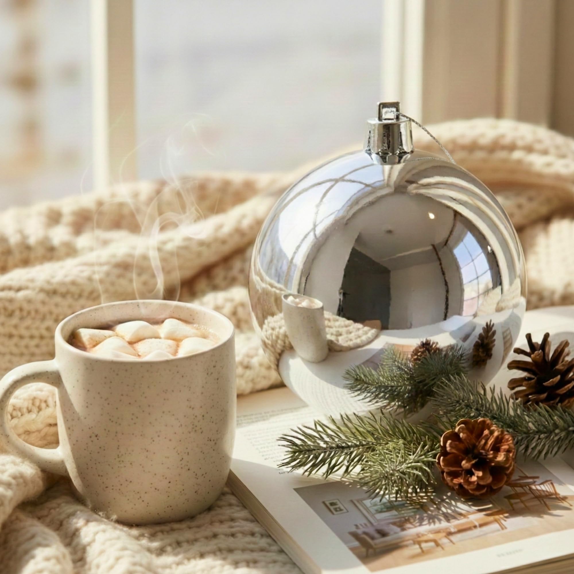 20cm Silver Shatterproof Christmas Bauble – Gloss Finish