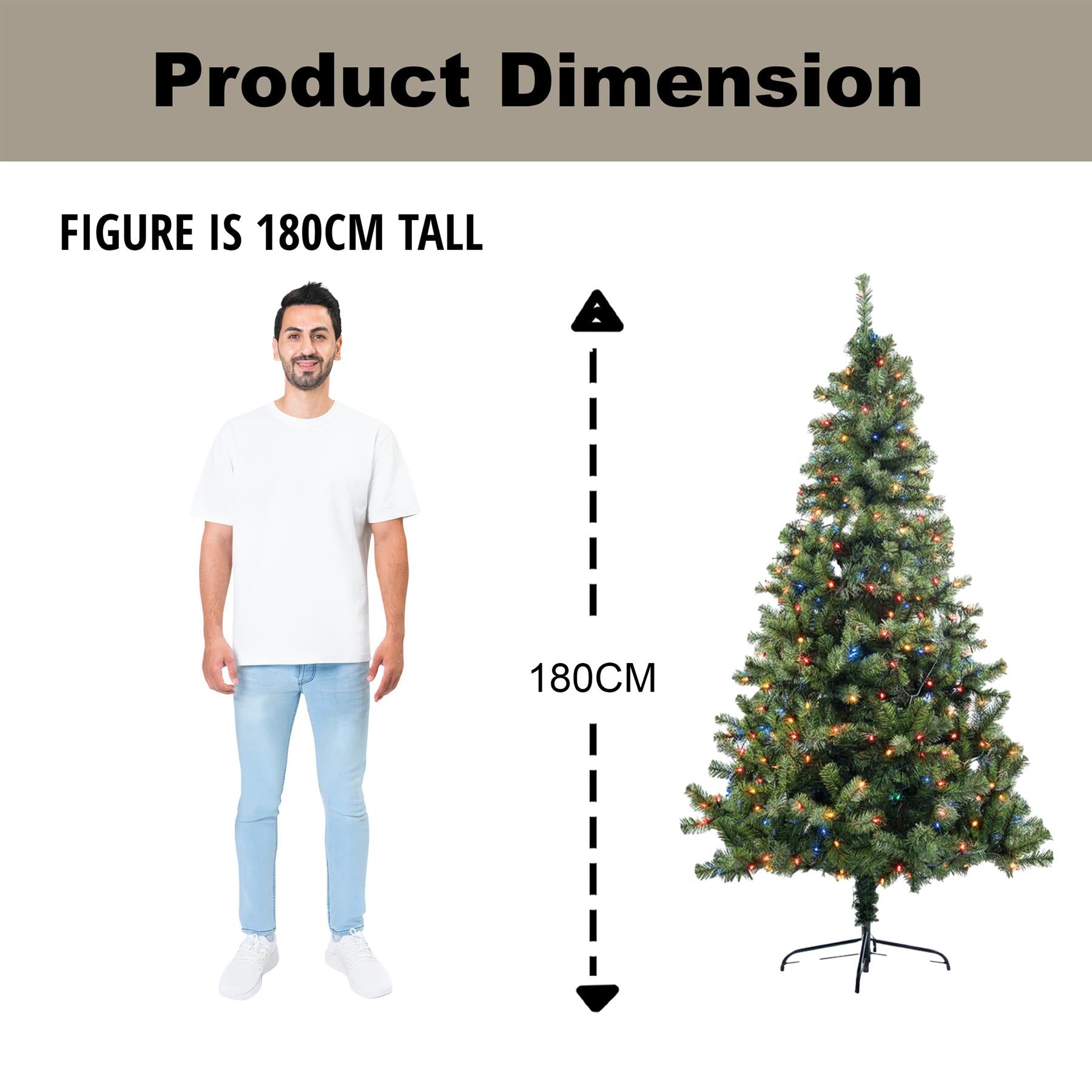 Pre-Lit Christmas Tree Green LED Lights Bushy Pine Outdoor XMAS Home Decor 6FT