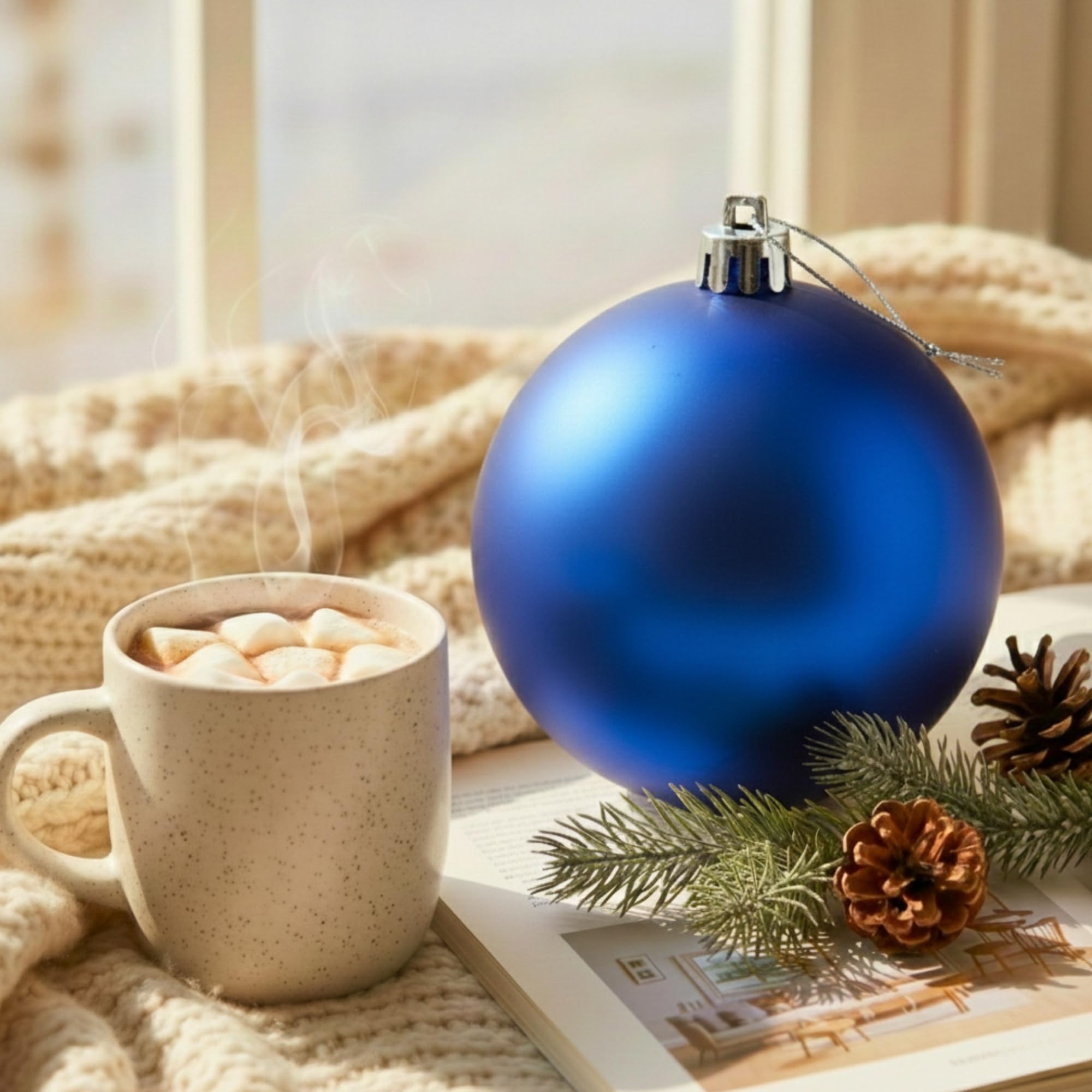 20cm Dark Blue Matte Shatterproof Christmas Bauble – Elegant Festive Hanging Decoration