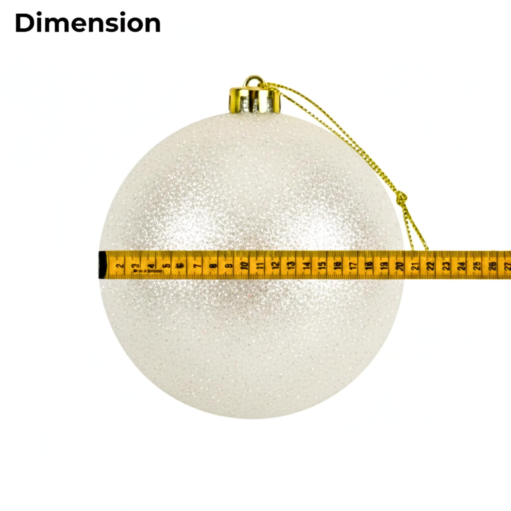 20cm White Christmas Baubles – Assorted 3-Pack (Matt & Glitter, Shatterproof)