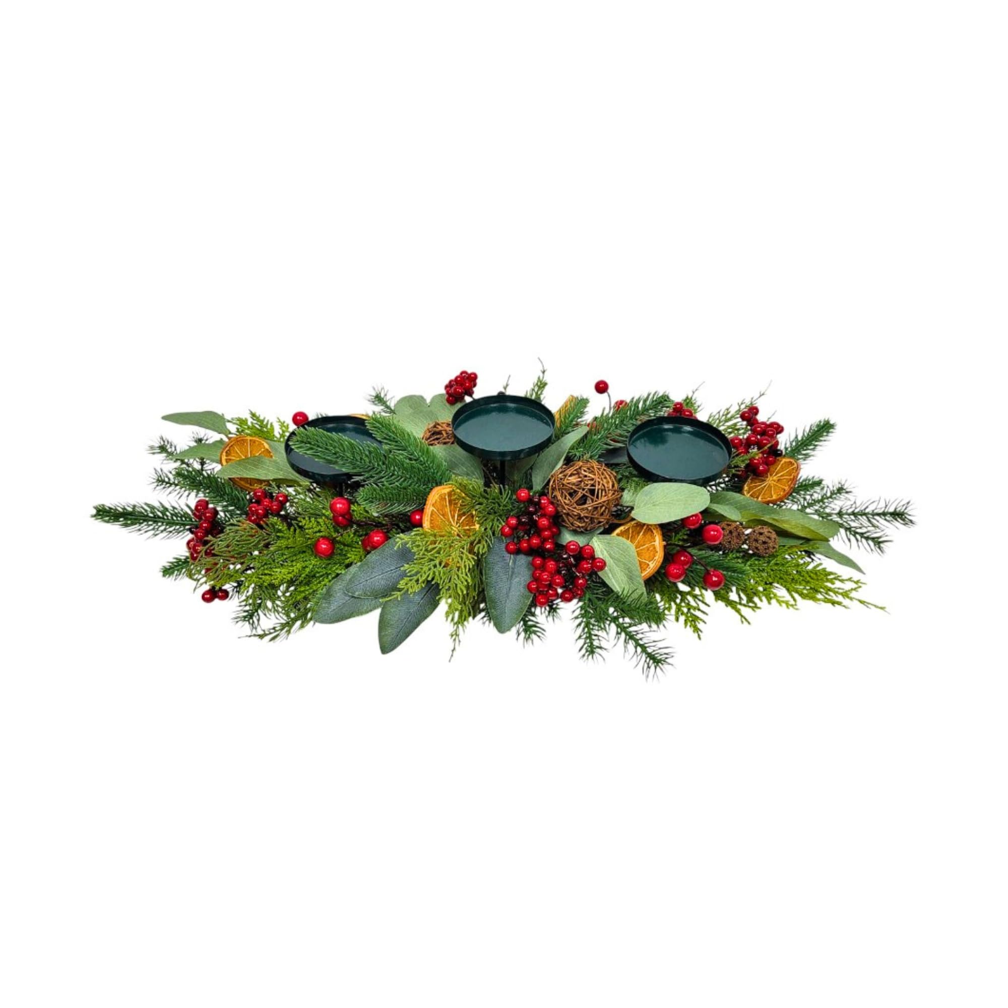 26 Inch Orange With Berry Centerpiece Candle Stand