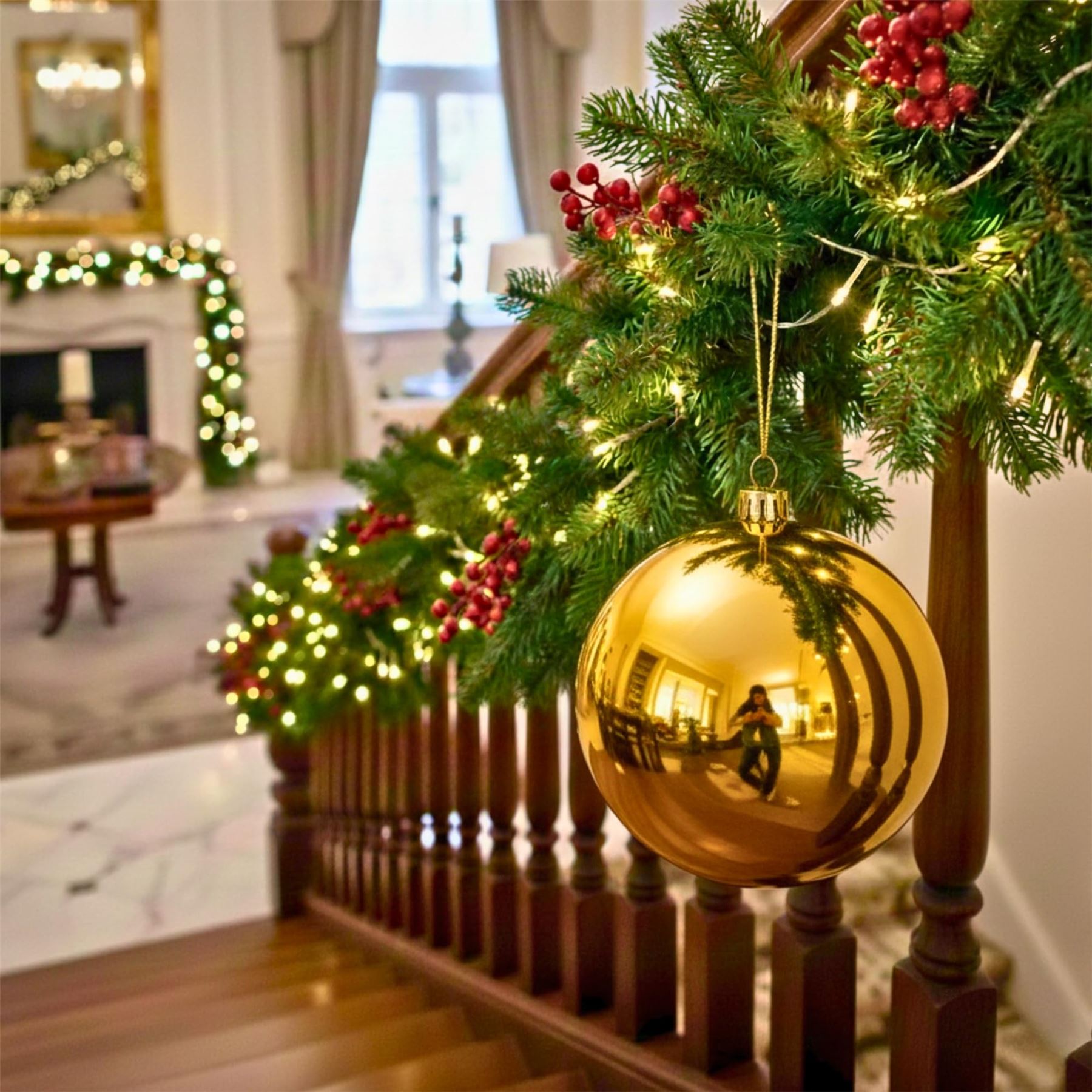 25cm Deep Gold Christmas Bauble – Shatterproof, Gloss Finish