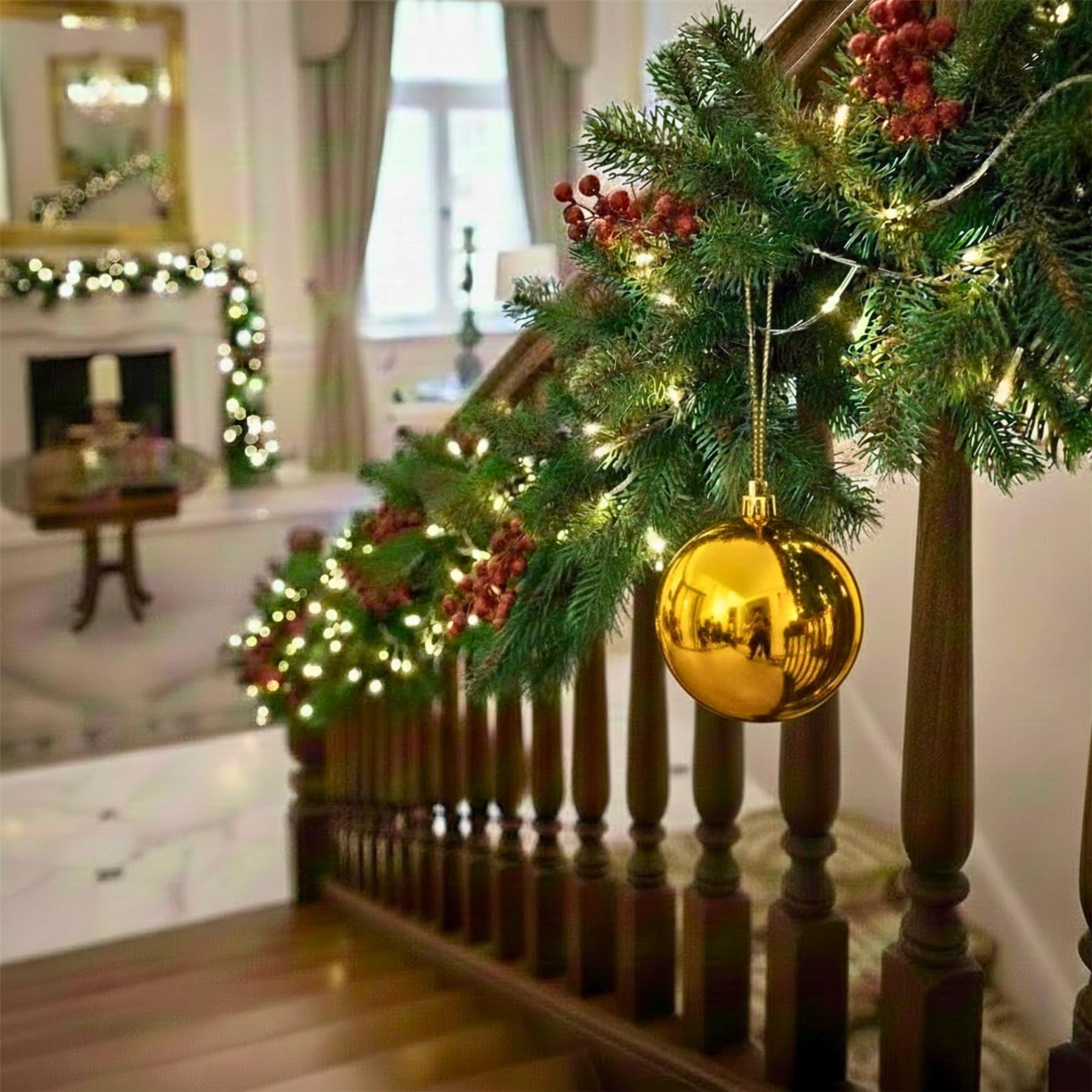 20cm Deep Gold Shatterproof Christmas Bauble – Glossy Festive Hanging Decoration