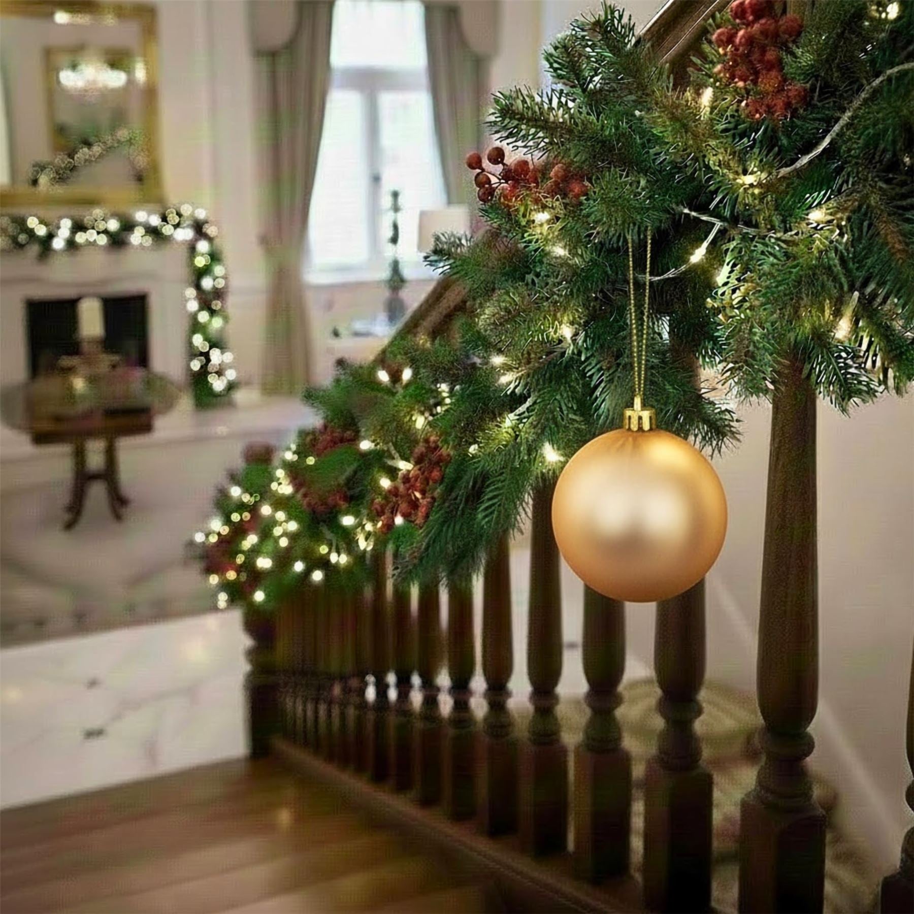 20cm Champagne Matte Shatterproof Christmas Bauble – Elegant Festive Hanging Decoration