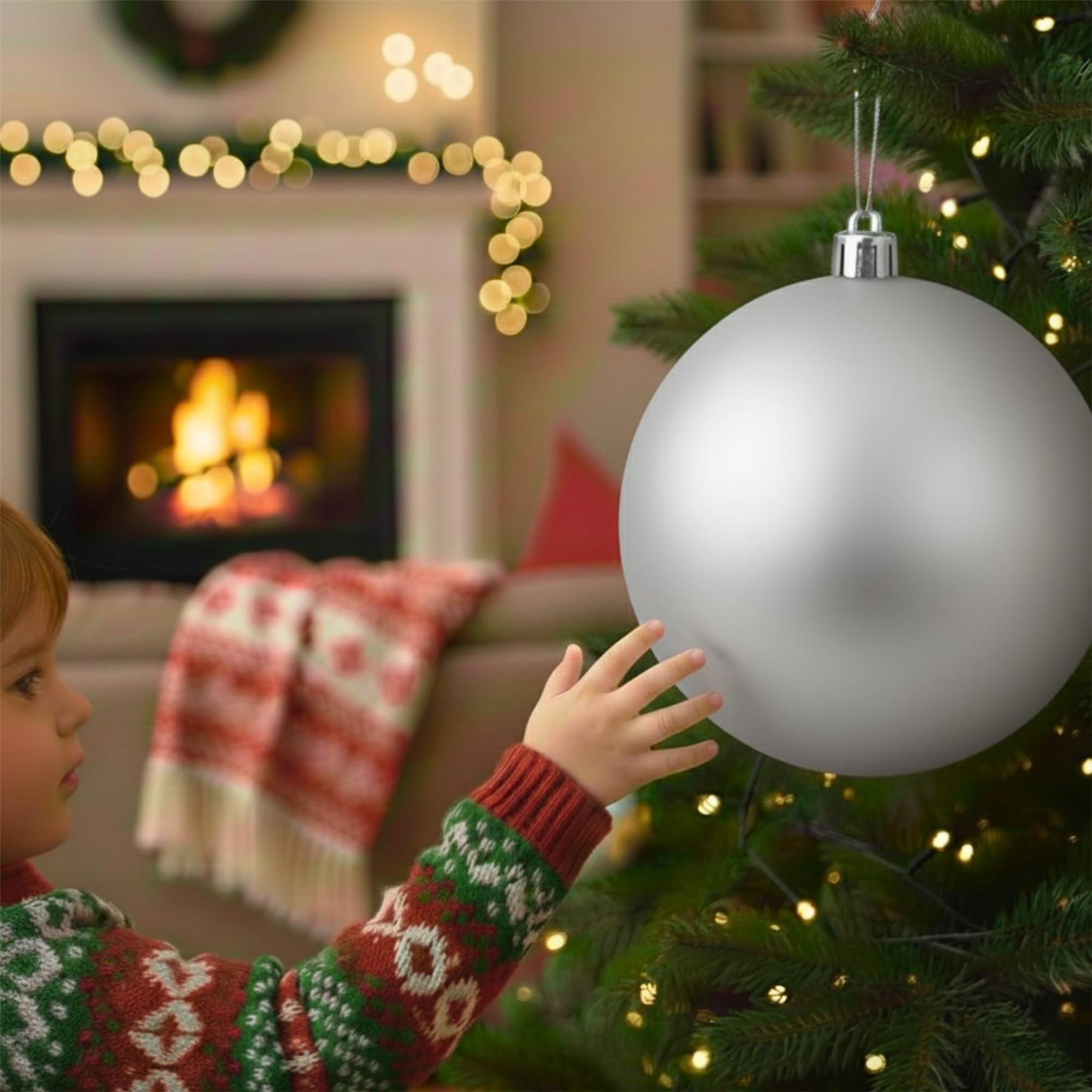 20cm Silver Matte Shatterproof Christmas Bauble – Elegant Festive Hanging Decoration