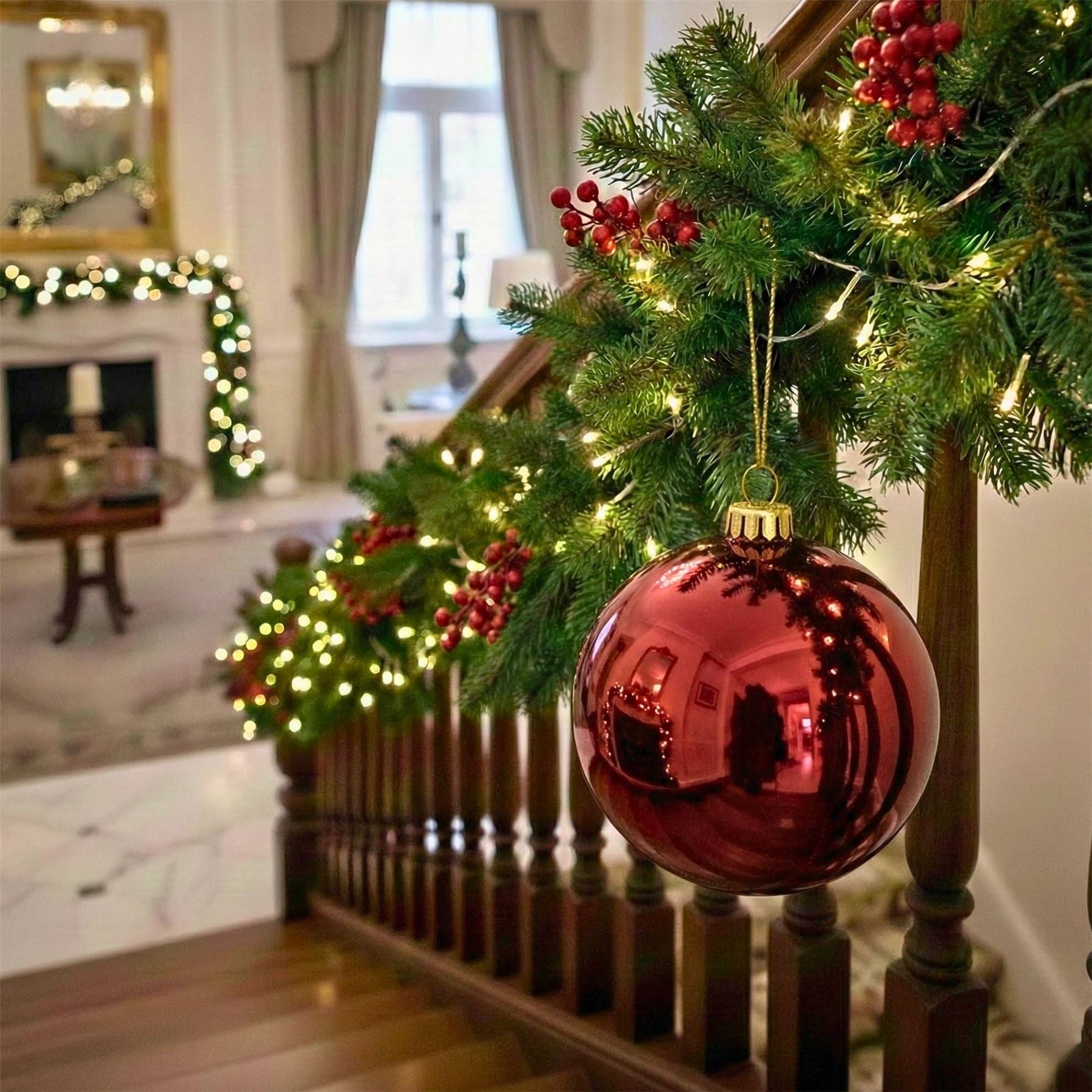 25cm Dark Red Christmas Bauble – Shatterproof, Gloss Finish