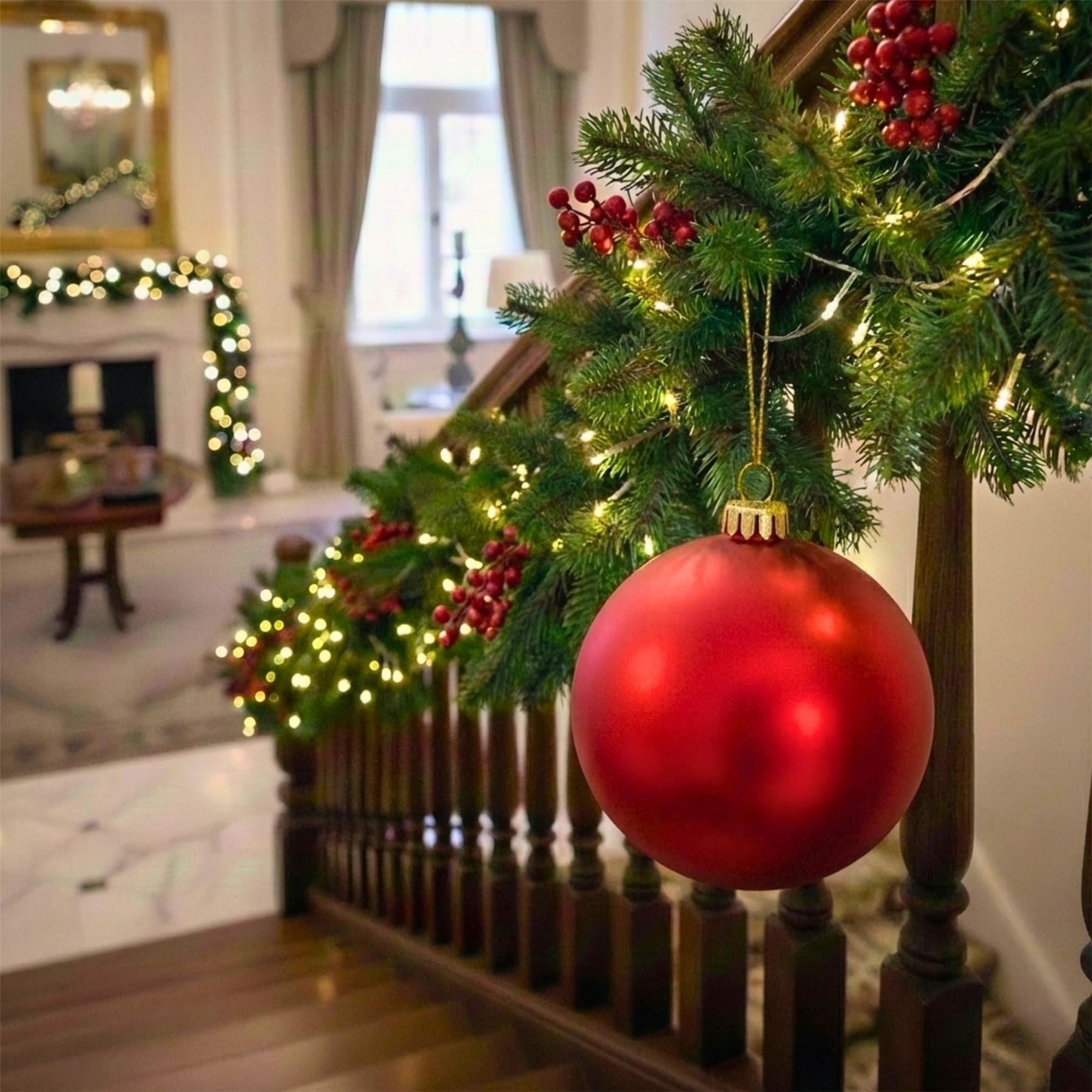 25cm Red Christmas Bauble – Matte Finish, Shatterproof