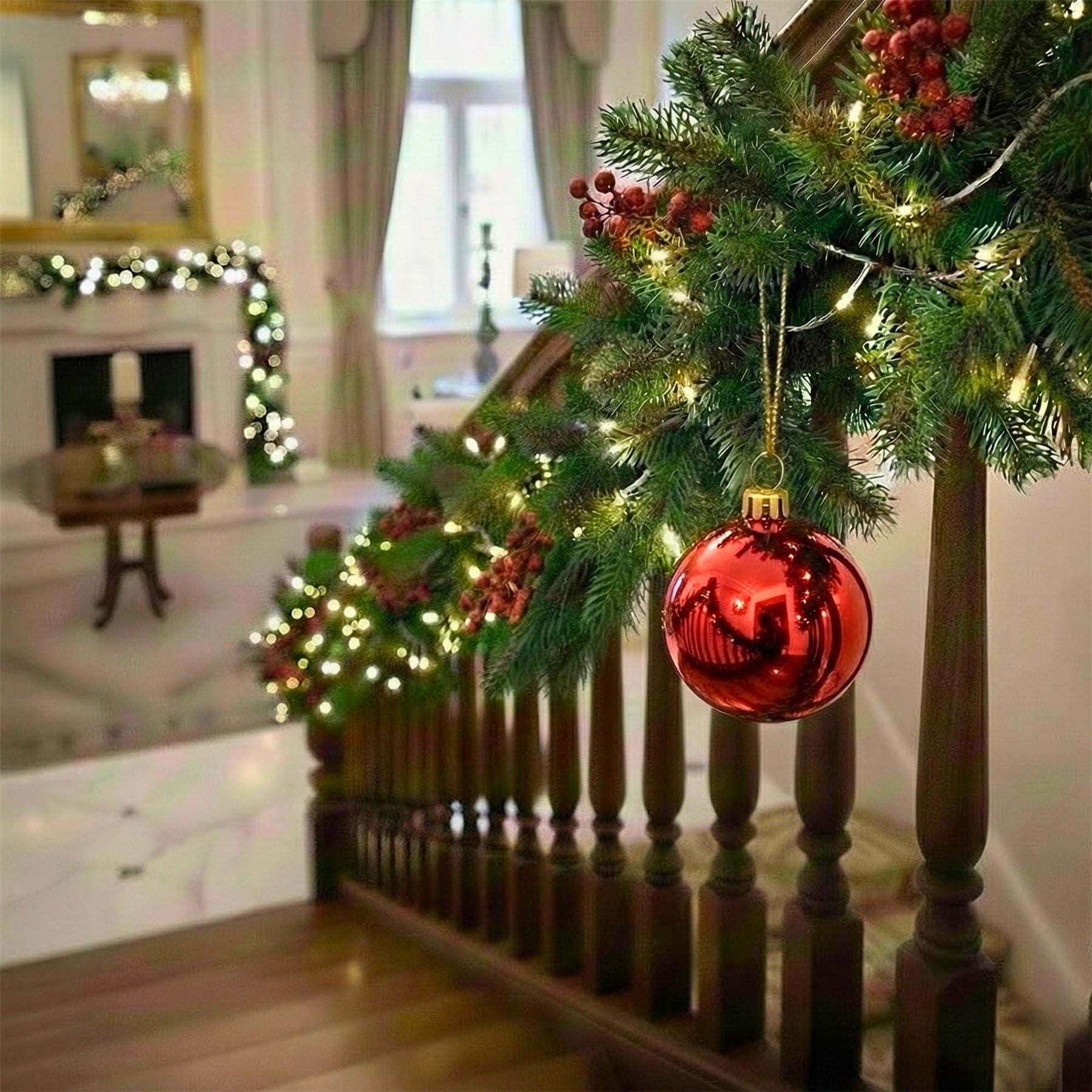 20cm Red Shatterproof Christmas Bauble – Glossy Festive Hanging Decoration