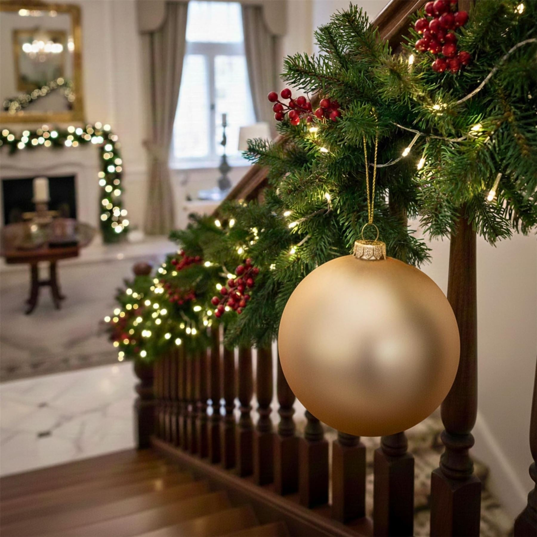 25cm Champagne Christmas Bauble – Matte Finish, Shatterproof