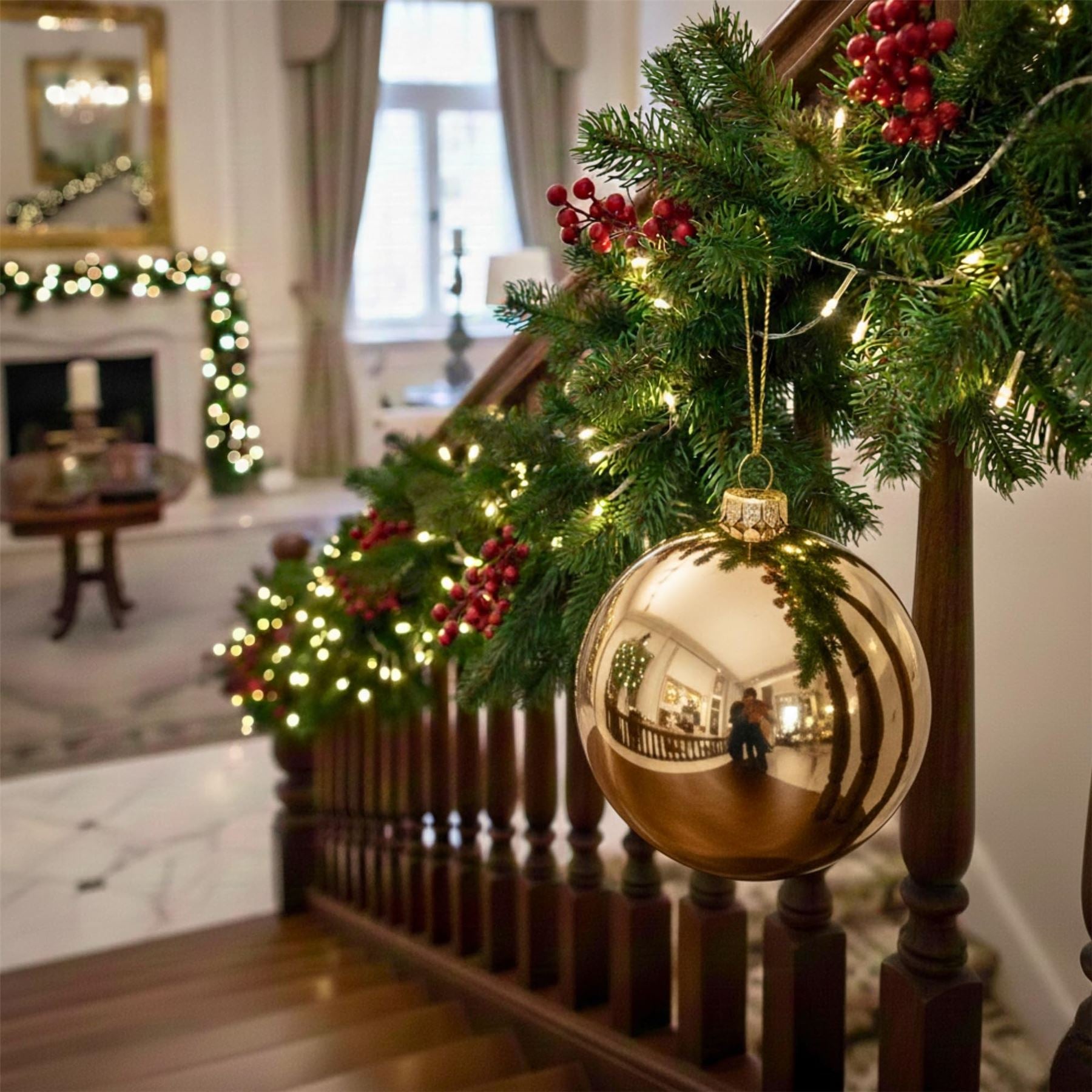 25cm Champagne Christmas Bauble – Shatterproof, Gloss Finish